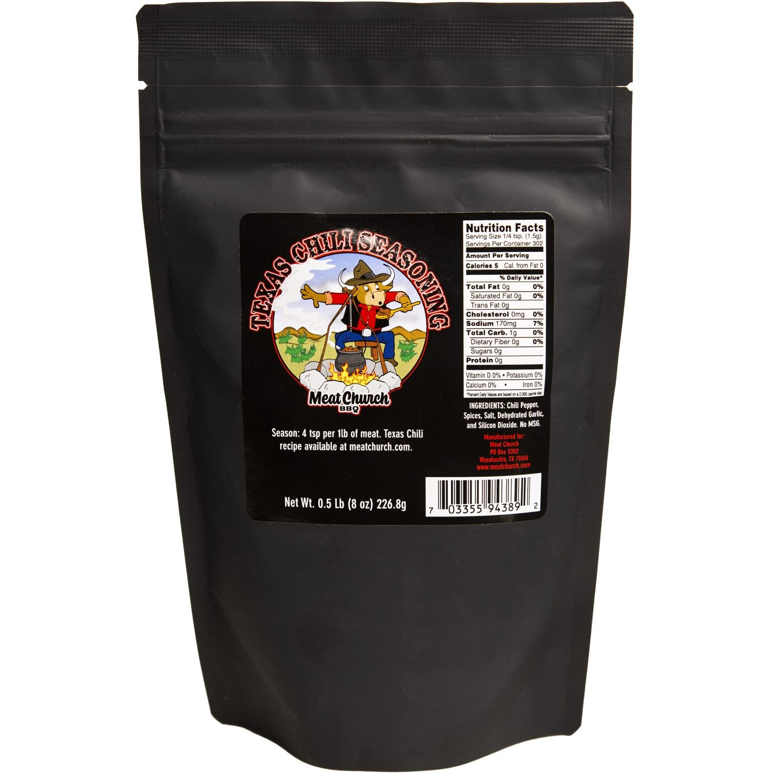 Meat Church Texas Chili Seasoning 8 Oz.