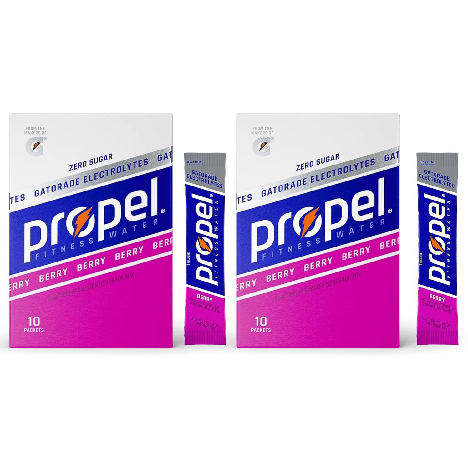 Propel Powder Packets, Berry With Electrolytes, Vitamins And No Sugar, 20 Count (Pack Of 2) - In Garizze Box