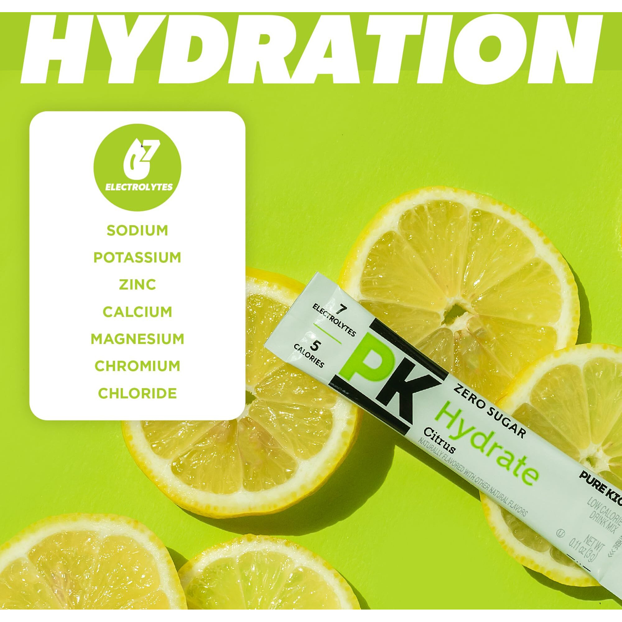 Pure Kick Hydration Singles To Go Drink Mix, Citrus, Includes 12 Boxes With 6 Packets In Each Box, 72 Total Packets
