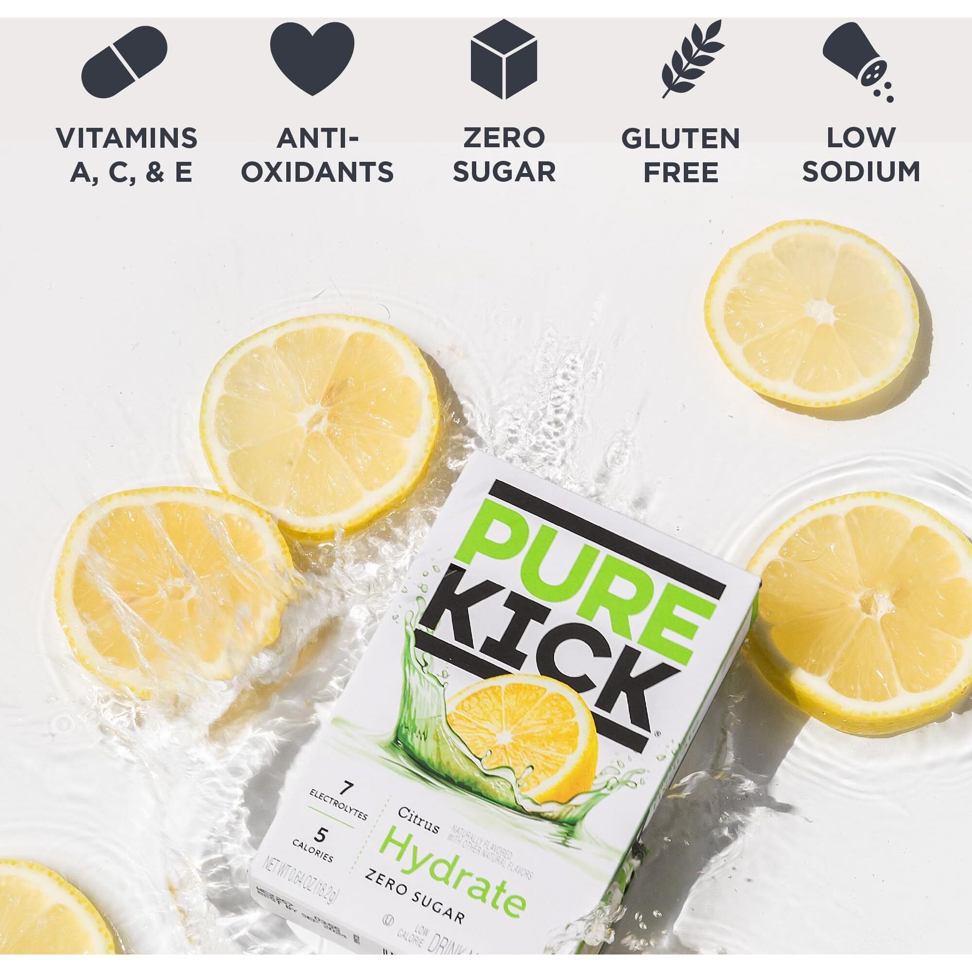 Pure Kick Hydration Singles To Go Drink Mix, Citrus, Includes 12 Boxes With 6 Packets In Each Box, 72 Total Packets