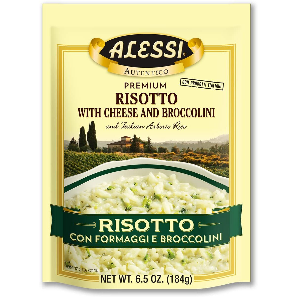 Alessi Autentico, Premium Seasoned Risotto, Italian Arborio Rice, Easy To Prepare, 6.5 Ounce (Cheese & Broccolini, Pack Of 6)