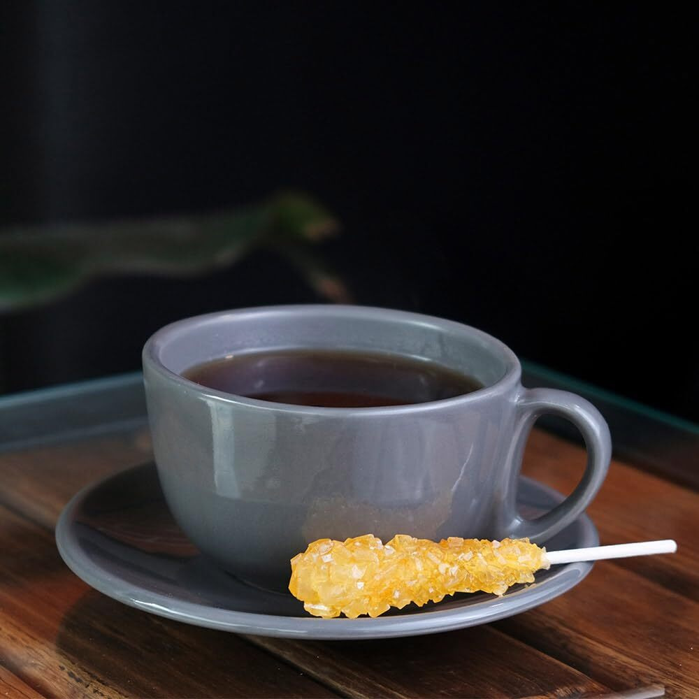 Eupherbia Saffron Rock Candy Sticks, 25 Pack, Pure Crystalline Elegance, Handcrafted Sweetness, Sugar Rock Candy (Nabat) Infused With Pure Grade A+ Saffron Threads, Ideal For Tea, Coffee, Milk, And All Your Favorite Hot Beverages, 16Oz, 450 Gram (25X18G)