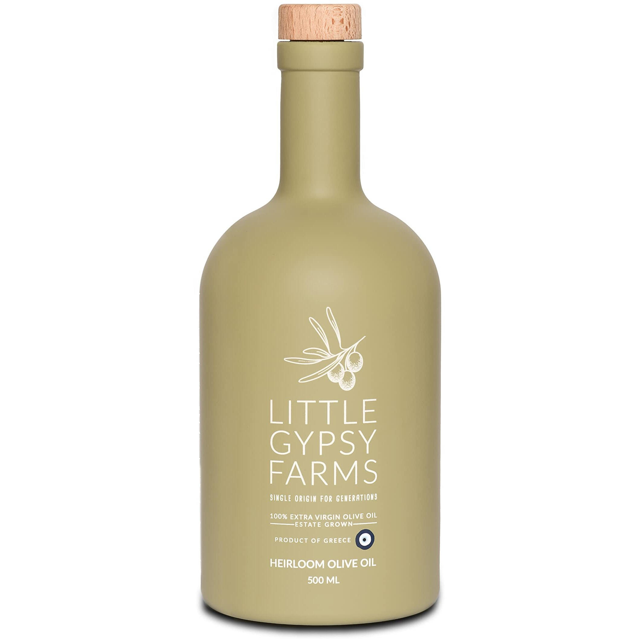 Heirloom Evoo | Little Gypsy Farms  Estate Grown Greek Extra Virgin Olive Oil | Healthiest Olive Variety | 5X Polyphenols - High Polyphenol Rich | Small Farm & Single Origin | First Cold-Pressed | Nyiooc Gold Award | Product Of Greece L 500Ml
