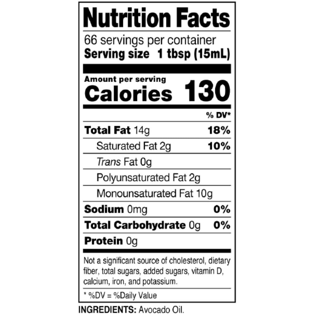 Madhava Avocado Oil (33.8 Oz, 1L Tin), Single Source, 100% Pure, Neutral Flavor, High Heat Cooking Oil, 520-Degree Smoke Point, Non-Gmo