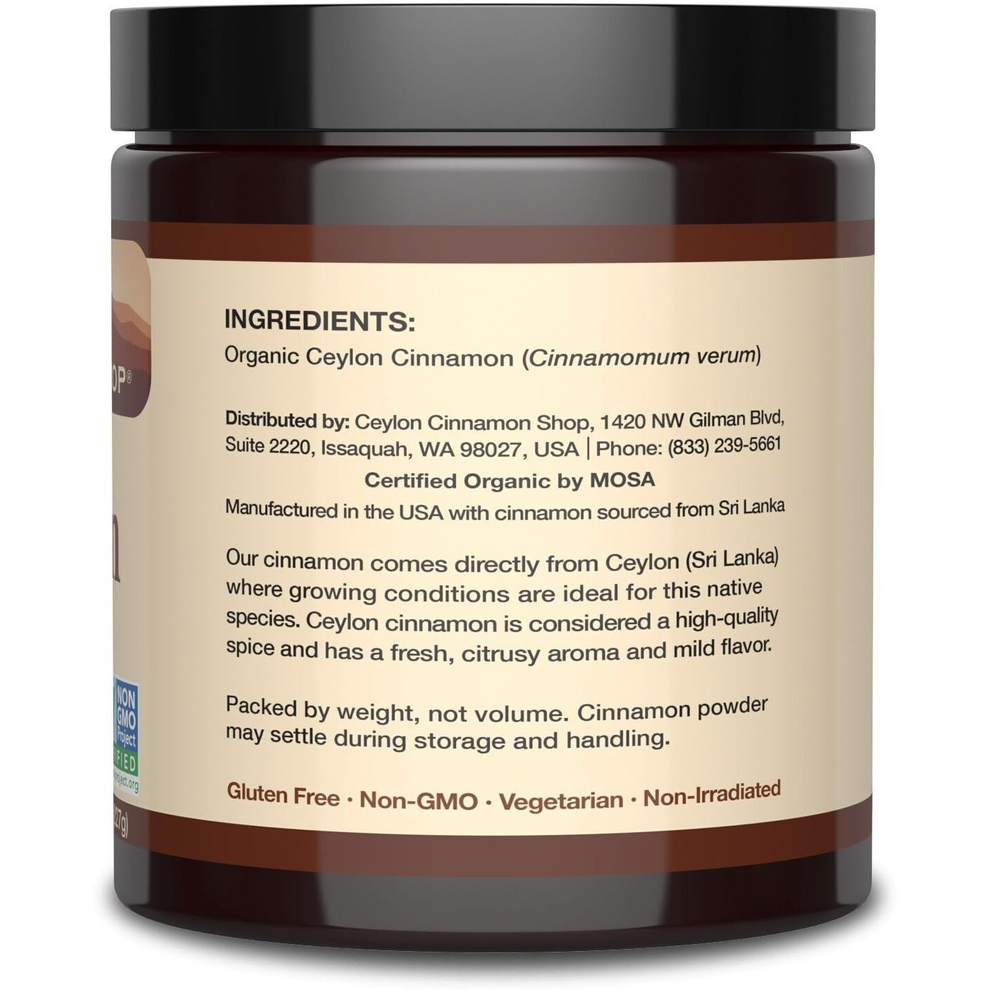 Ceylon Cinnamon Shop Organic Ceylon Cinnamon (100% Certified) Powder, 8 Ounces