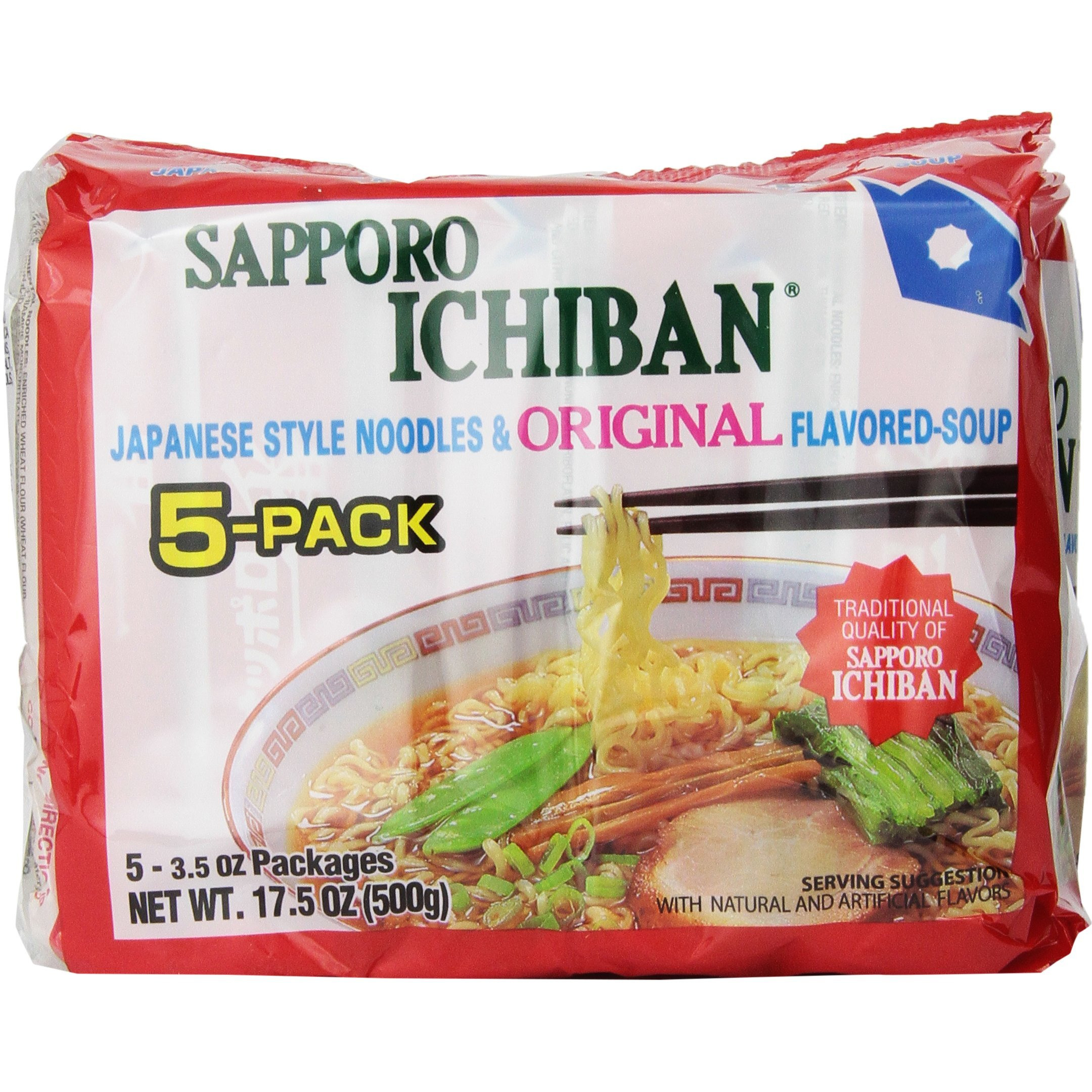 Stickerless New [Sapporo Ichiban] Ramen Noodles, Original Soy Sauce Flavor, No.1 Tasting Japanese Instant Noodles (Pack Of 6)