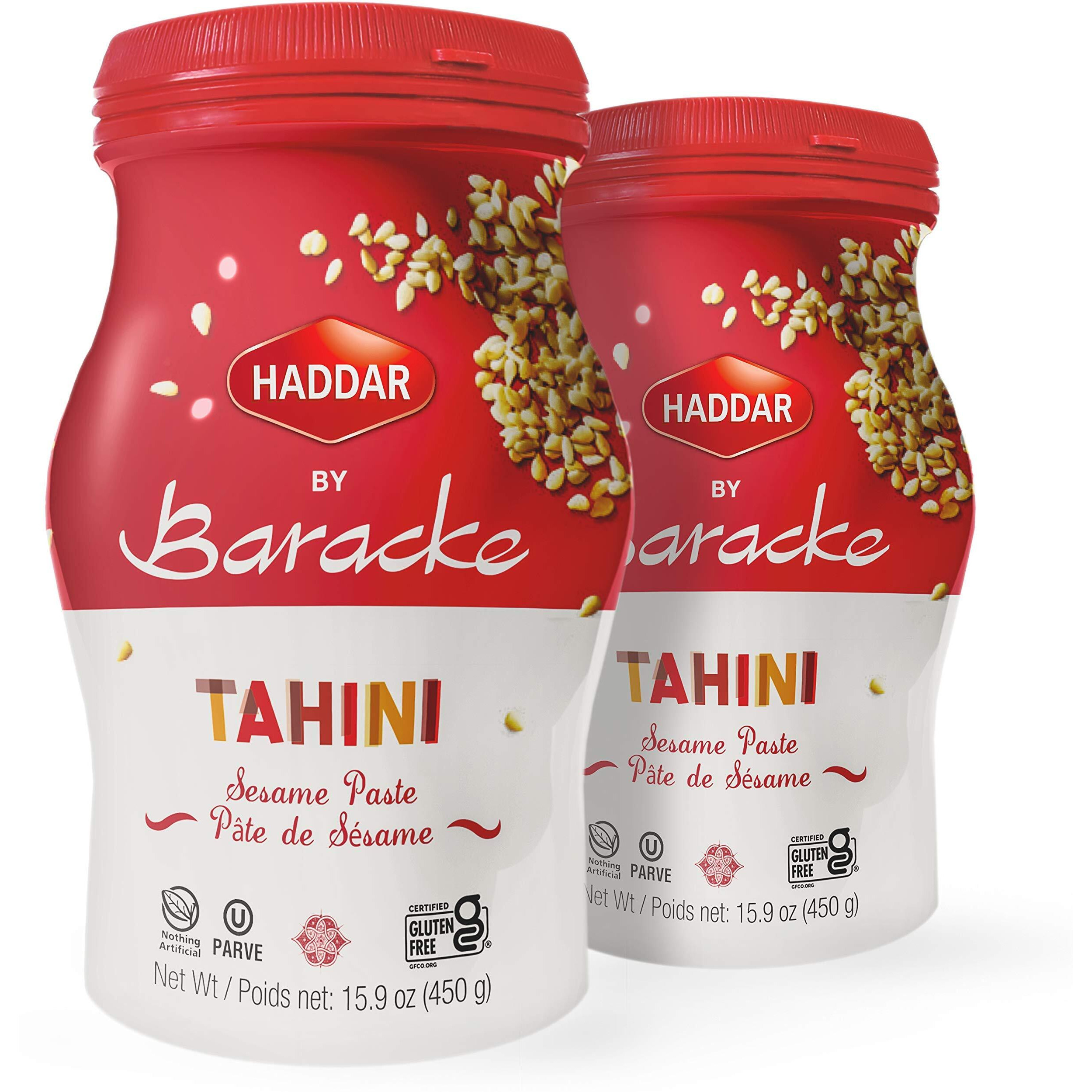 Haddar By Baracke 100% Pure Ground Sesame Tahini 15.9Oz Jar (2 Pack) Just One Ingredient, Gluten Free, Vegan, Keto Friendly, Kosher For Passover (Kitniot)