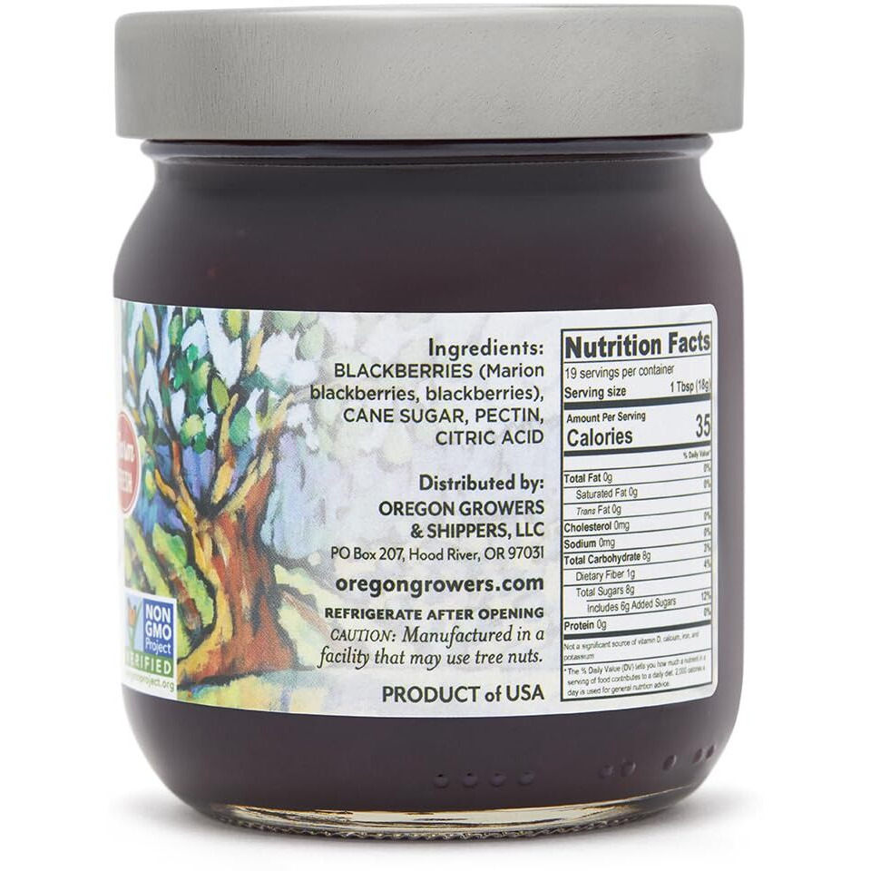 Oregon Growers Marionberry Fruit Spread - Marionberry Jam Made In Oregon, Blackberry Jam, Blackberry Fruit Spread, All Natural Ingredients, Non-Gmo - 12 Oz (Pack Of 2)