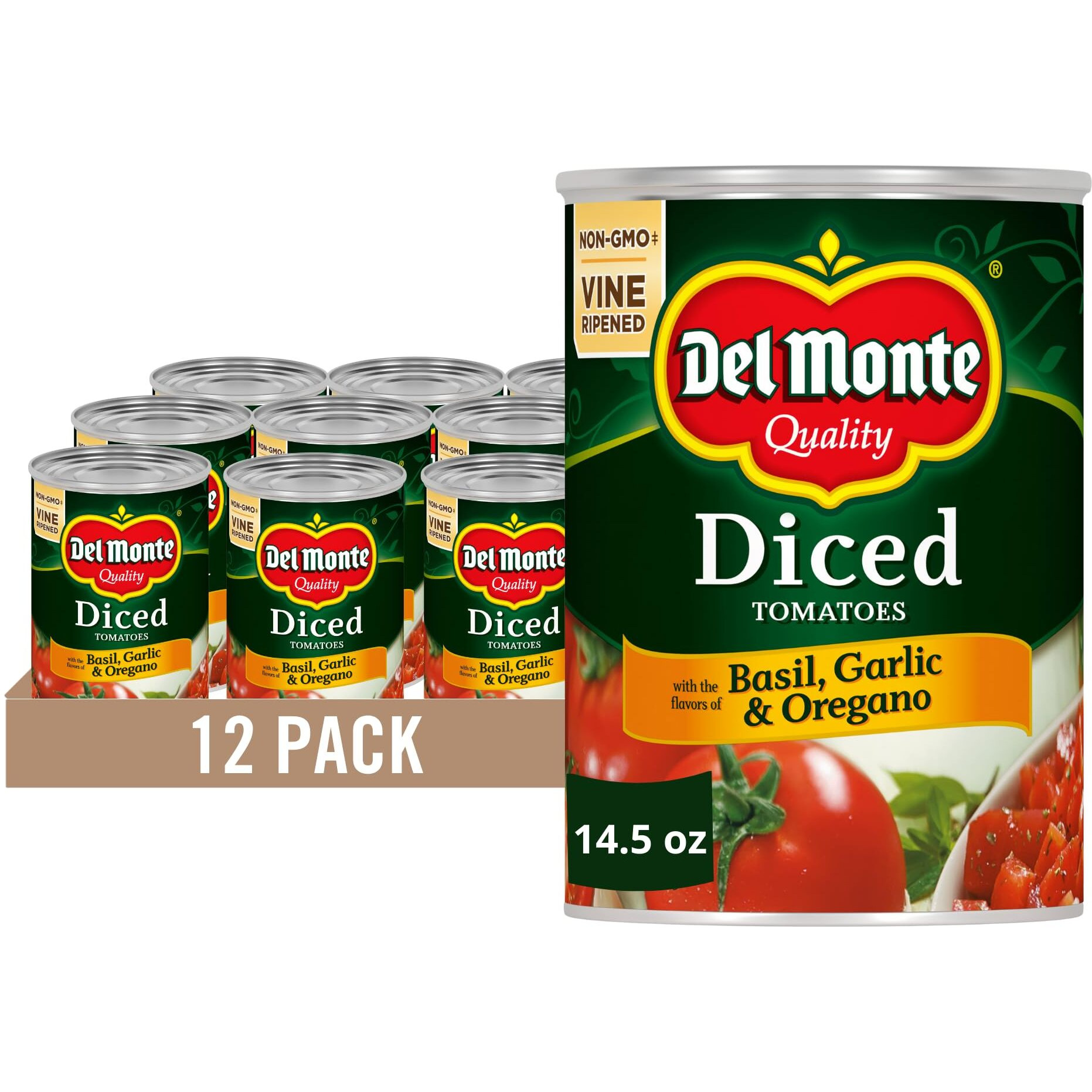 Del Monte Canned Diced Tomatoes, 14.5 Ounce (Pack Of 12)