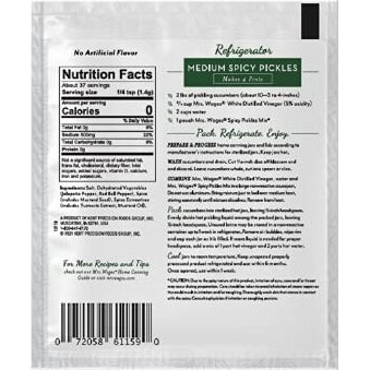 Mrs. Wages Medium Spicy Pickles Refrigerator Pickle Mix | Quick And Easy | Simple-To-Use | Simple Homemade Pickles | Flavorful Spice | 1.85 Oz Packet (Value Pack Of 12)