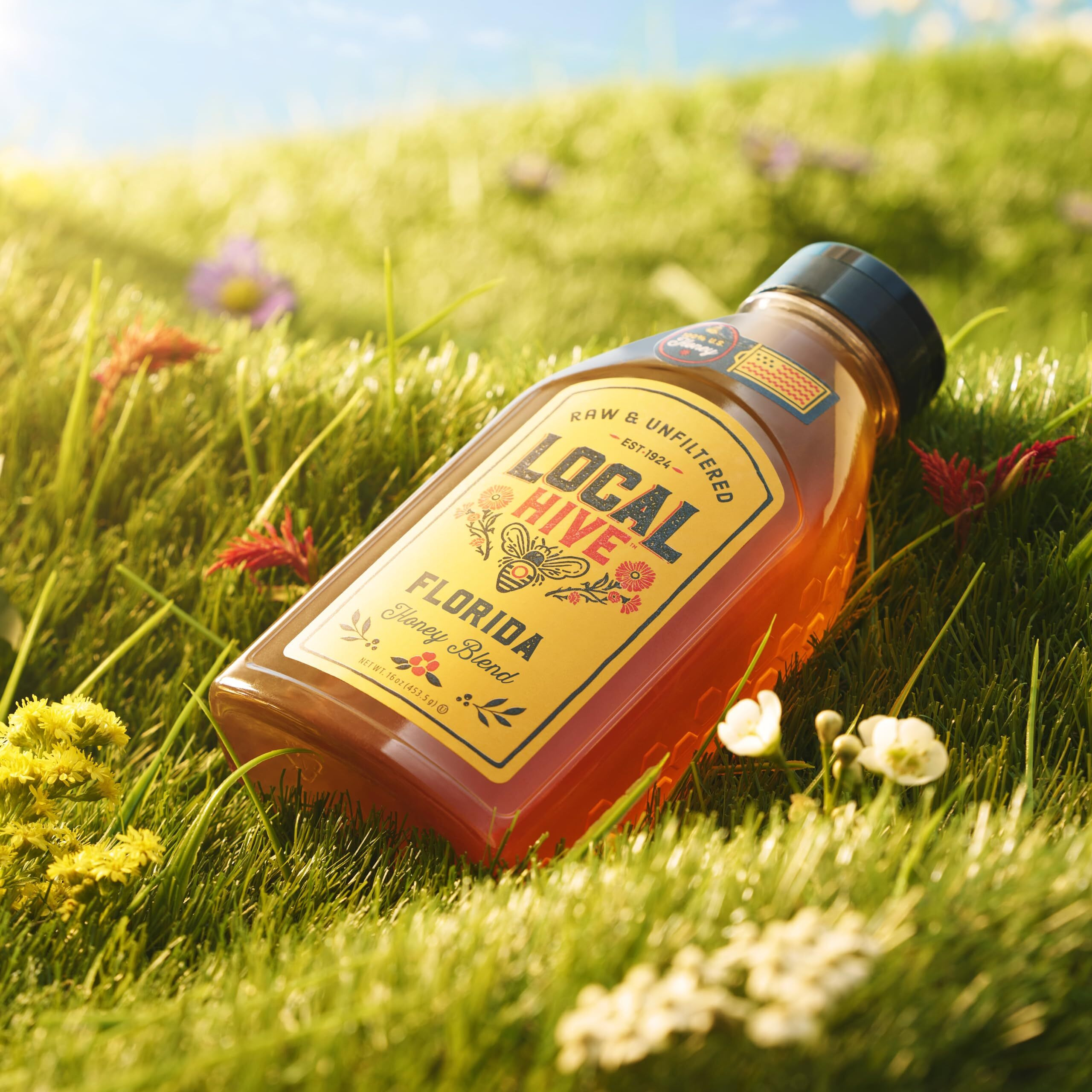 Local Hive Rocky Florida Unfiltered Honey 16Oz. 100% Us Honey Sourced From American Bees And Beekeepers.