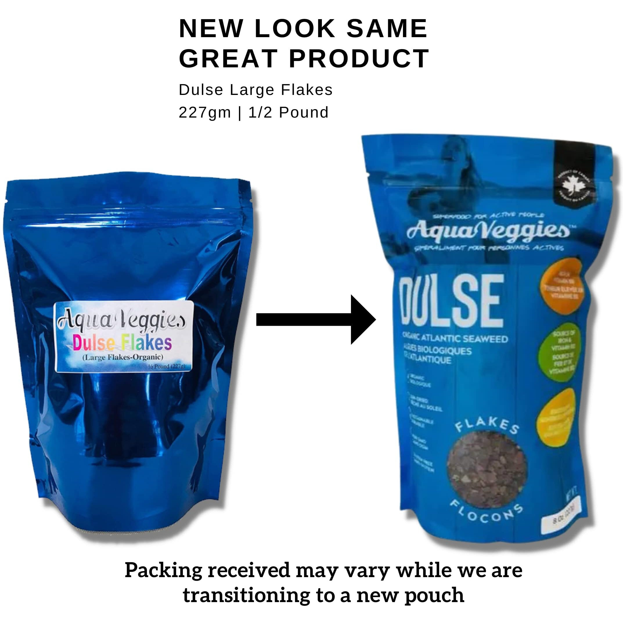 Aqua Veggies Organic Atlantic Dulse Flakes 227G 1/2Lbs, Hand-Harvested, Sun-Dried Bay Of Fundy, Excellent Source Of Vitamins B6, B12, Iron, Iodine, Protein, Calcium And Fibre (Flake 227 Grams)
