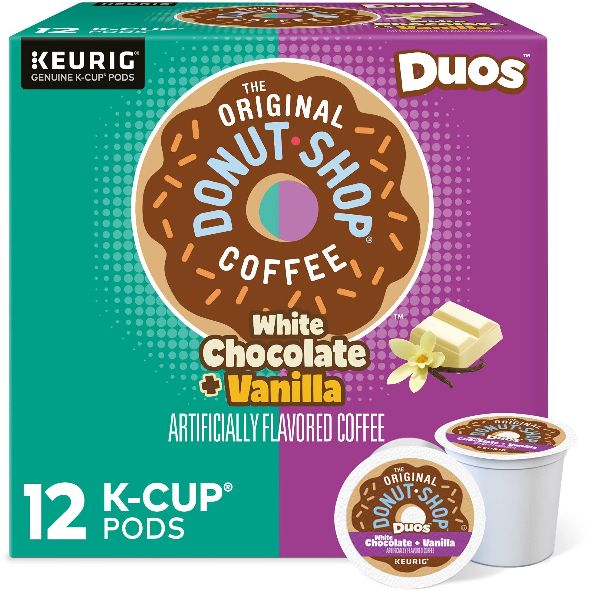The Original Donut Shop Duos White Chocolate + Vanilla, Keurig Single Serve K-Cup Pods, 12 Count