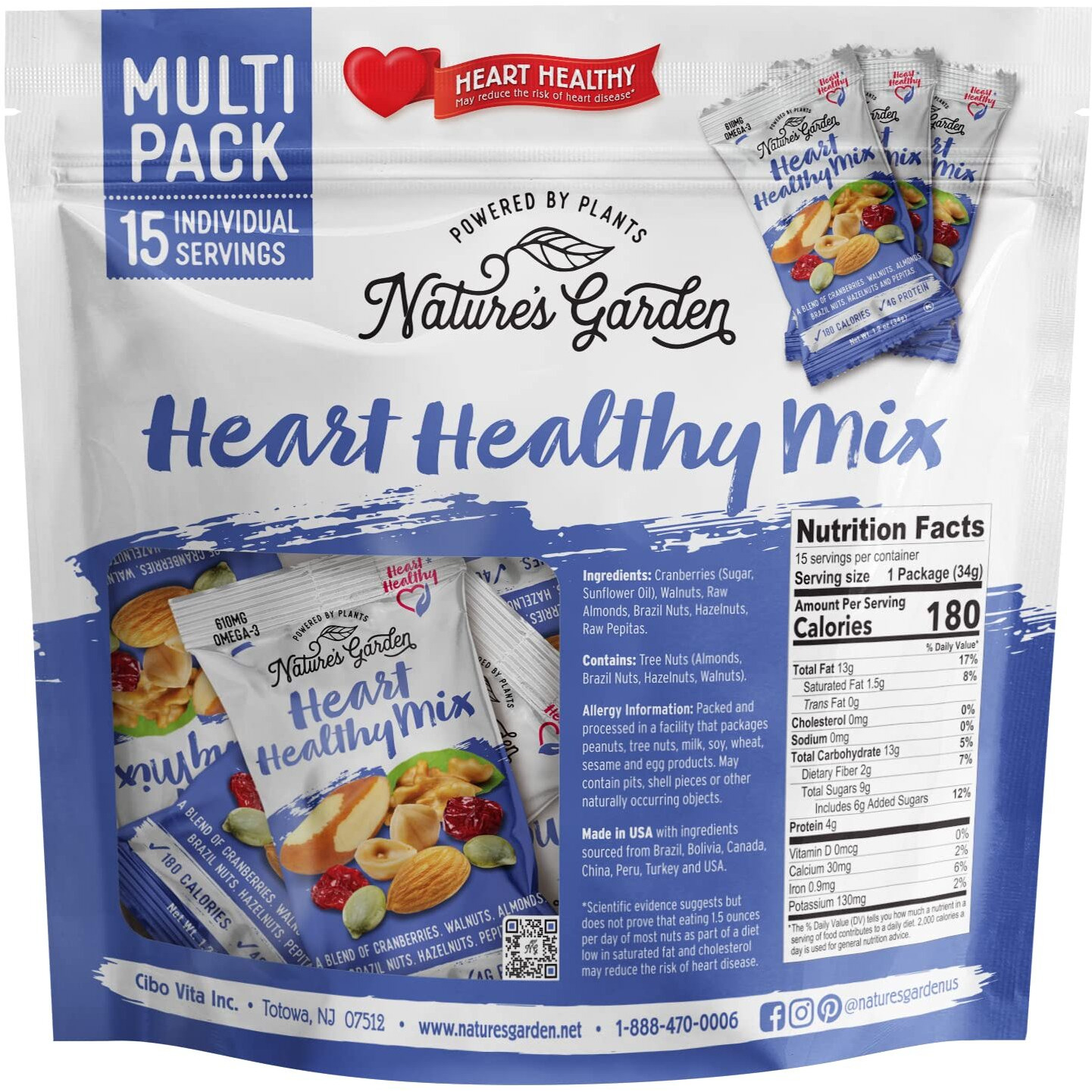 Nature's Garden Heart Healthy Mix Single Serve - 18 Ounce (1.2 Ounce X 15 Count)