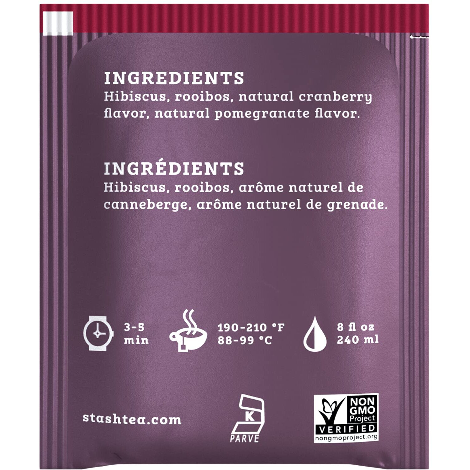 Stash Tea Cranberry Pomegranate Herbal Tea - Naturally Caffeine Free, Non-Gmo Project Verified Premium Tea With No Artificial Ingredients, 18 Count (Pack Of 6) - 108 Bags Total