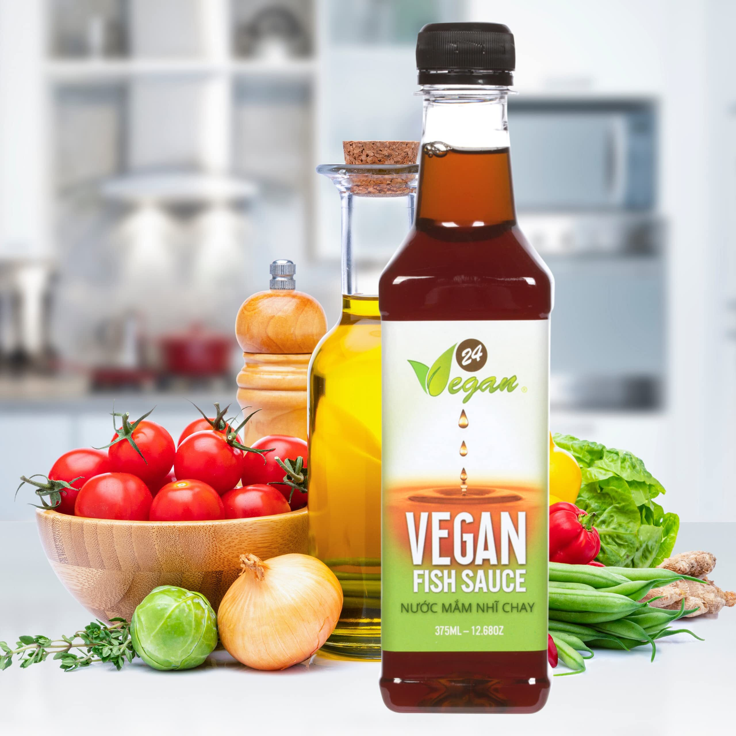24Vegan Fish Sauces Premium Plant-Based Seasoning Sauce, All-Purpose Instant Flavor Boost, Gluten Free Fish Sauce, Gluten Free Soy Sauce, Vegetarian Asian Sauces, Vegetable Umami Flavor, Dressings And Marinades For A Sweet, Tangy And Spicy Flavor 12.68Oz