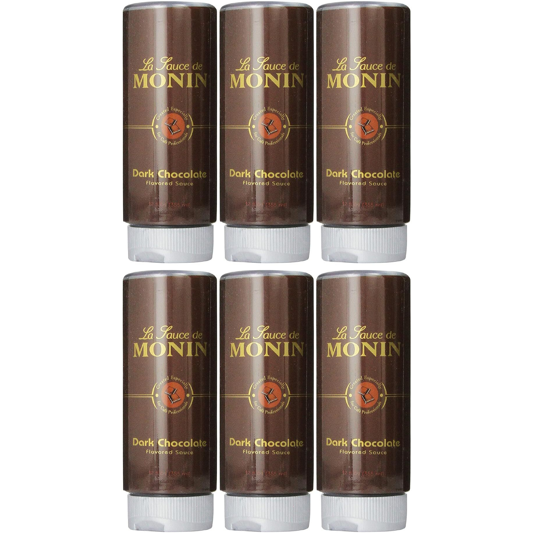Monin - Dark Chocolate Sauce, Velvety And Rich, Great For Desserts, Coffee, And Snacks, Gluten-Free (12 Ounce, 6-Pack)