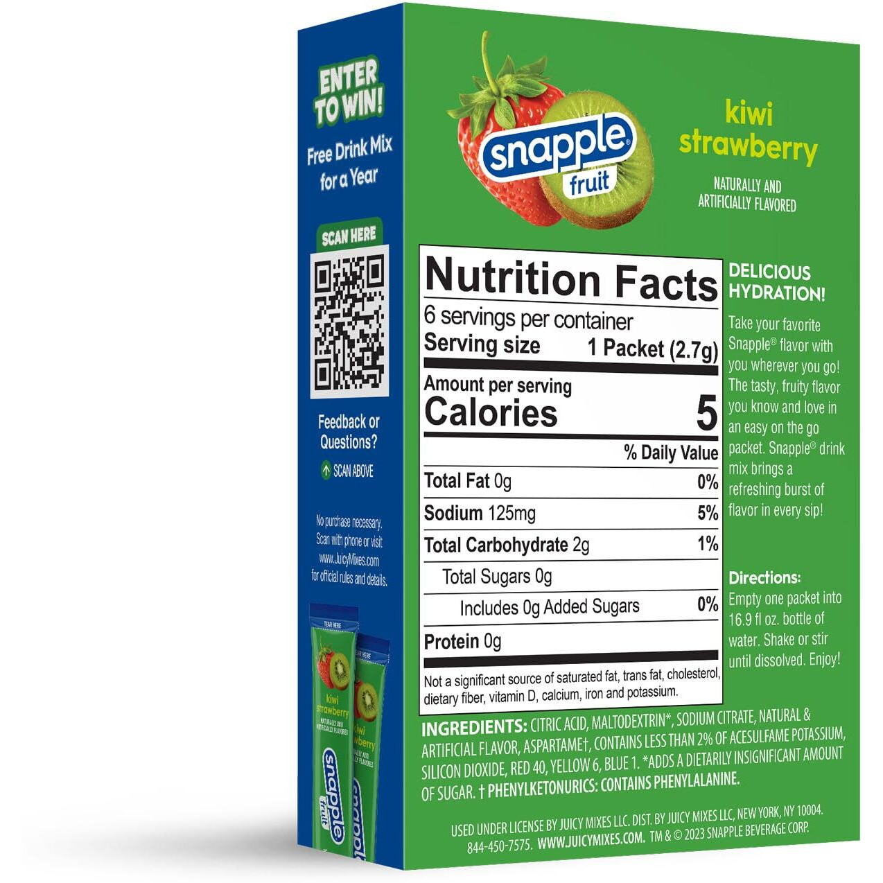 Snapple Kiwi Strawberry Powder Drink Mix - 12 Boxes Of 6 Powder Sticks, 72 Sticks Total | Sugar Free | On-The-Go Hydration For Refreshing Beverages