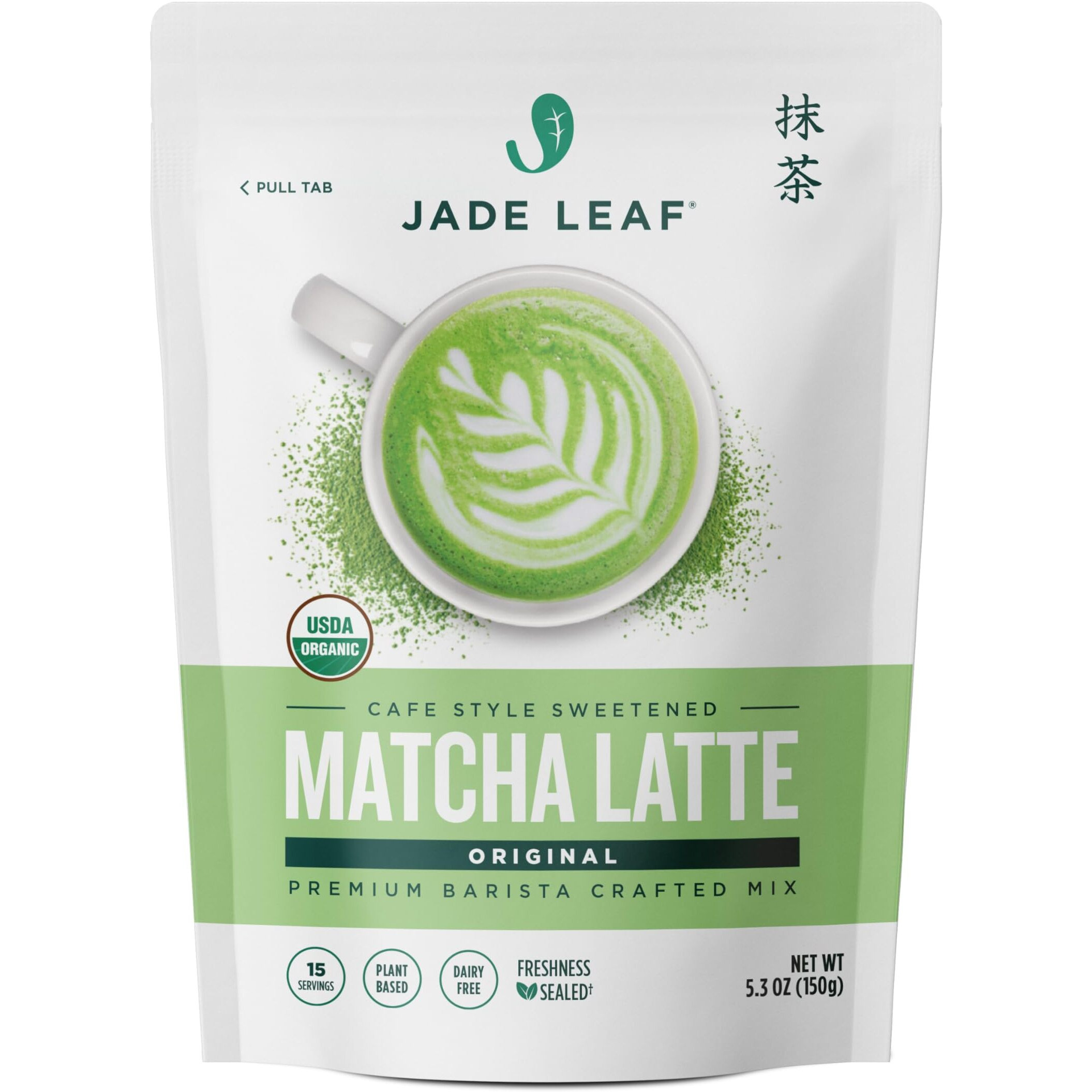 Jade Leaf Matcha Organic Caf   Style Sweetened Matcha Latte Premium Barista Crafted Mix - Original - Authentically Japanese (5.3 Ounce Pouch)