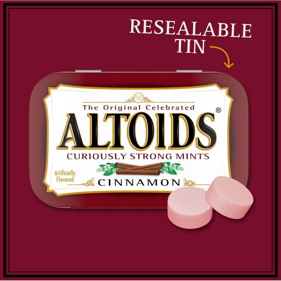 Altoids Cinnamon Mints, 1.76 Oz (Pack Of 12)