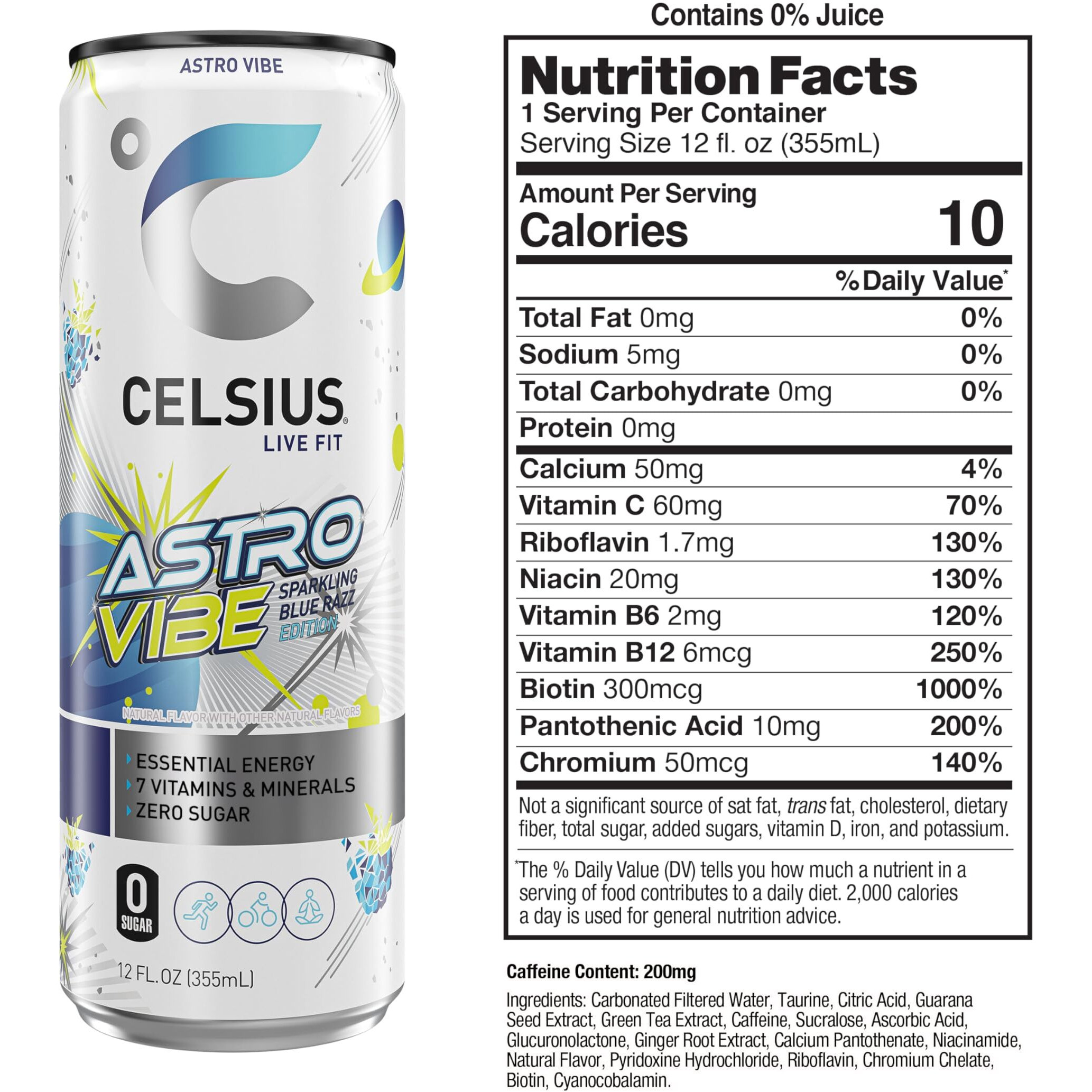 Celsius Sparkling Astro Vibe, Functional Essential Energy Drink 12 Fl Oz (Pack Of 12)