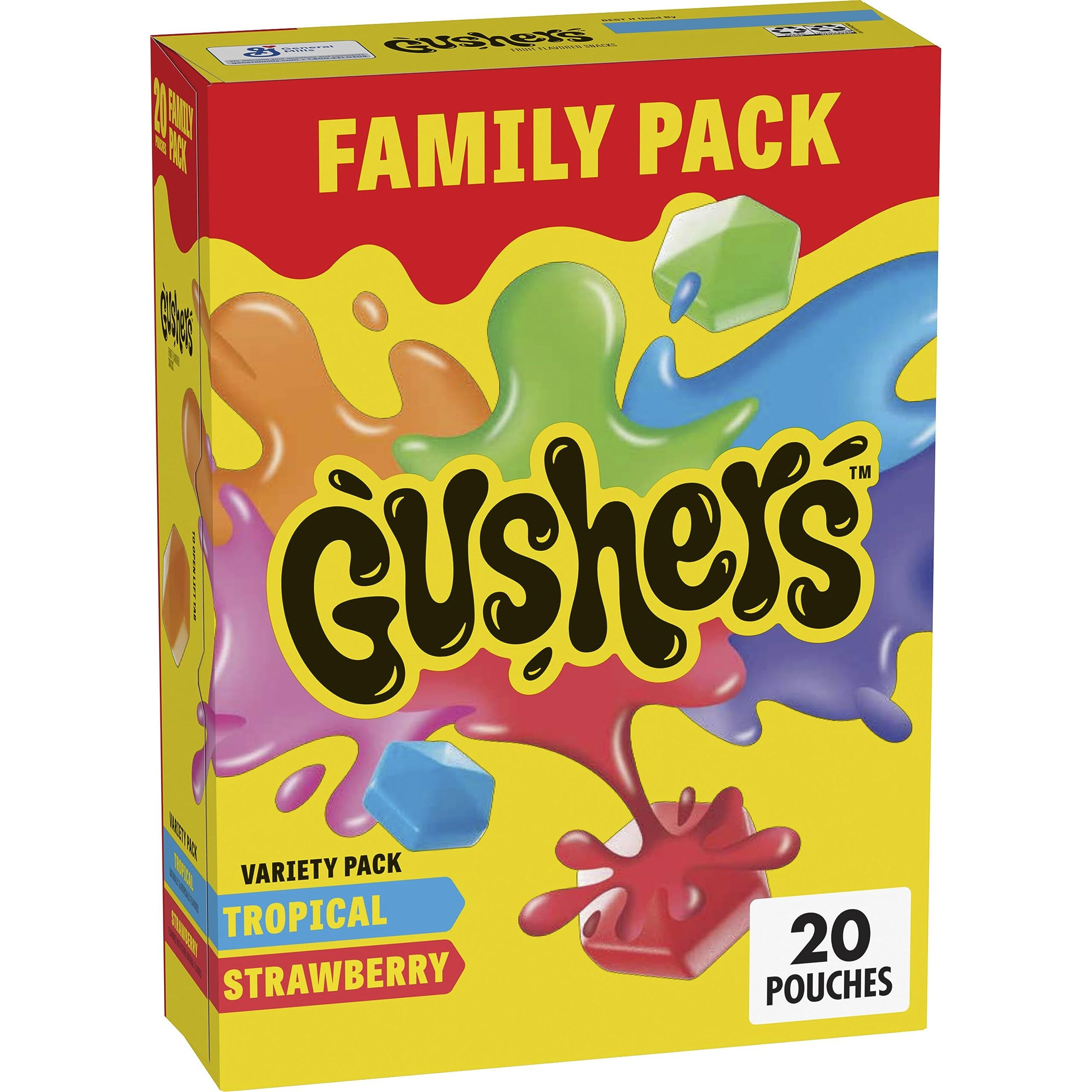Gushers Fruit Flavored Snacks, Variety Pack, Strawberry And Tropical, Halloween Candy Alternative, 20 Ct