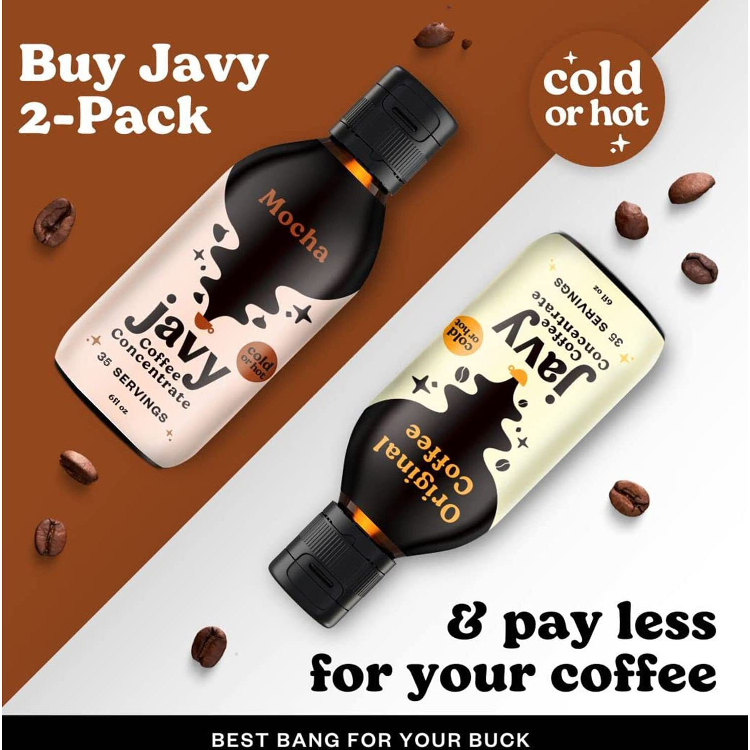 Javy Coffee Concentrate Bundle - Cold Brew Coffee, Perfect For Instant Iced Coffee, Cold Brewed Coffee And Hot Coffee - Original & Mocha
