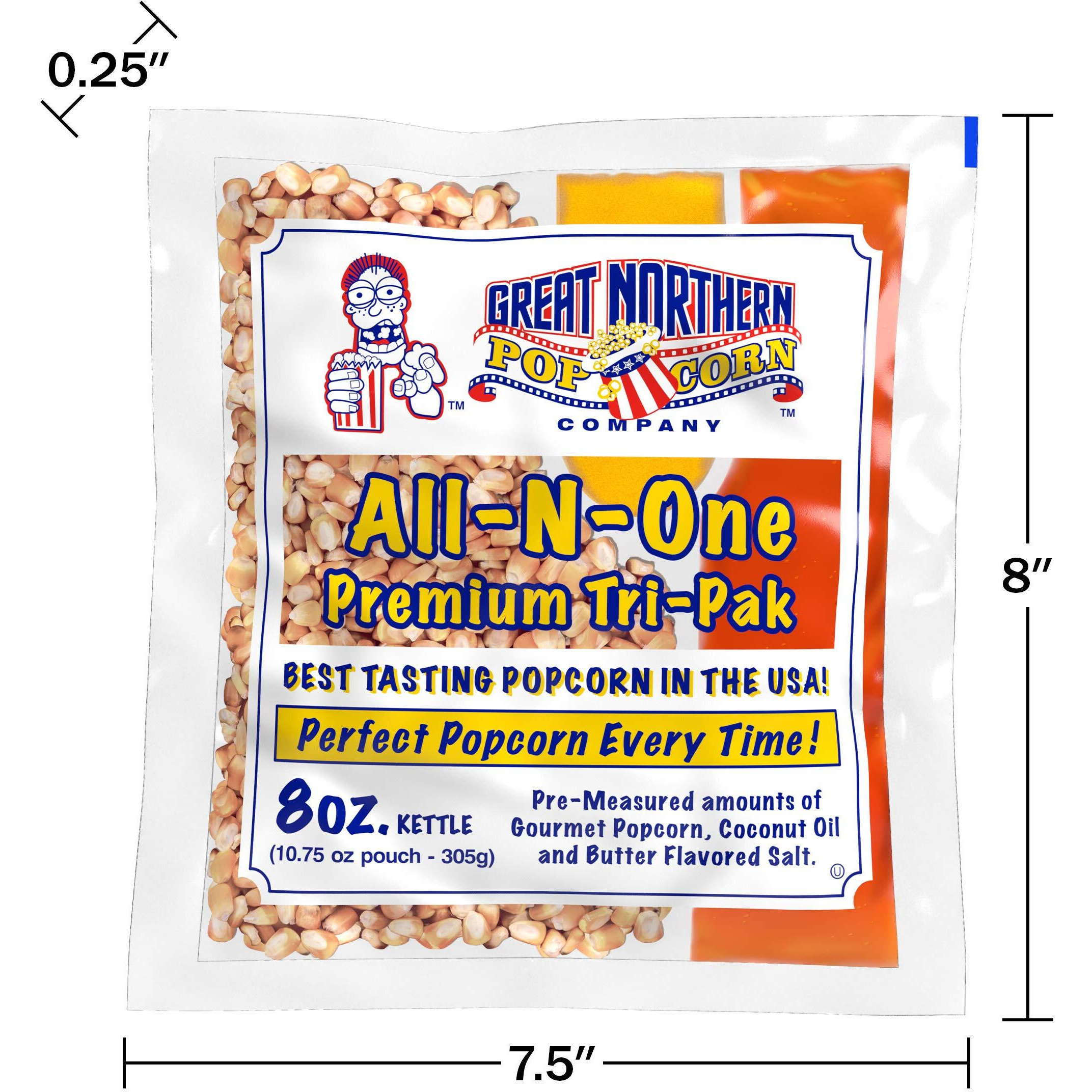Movie Theater Style 12-Count Popcorn Packs - Pre-Measured 8-Ounce All-In-One Kernel, Salt, Oil Packets For Popping Machines By Great Northern Popcorn