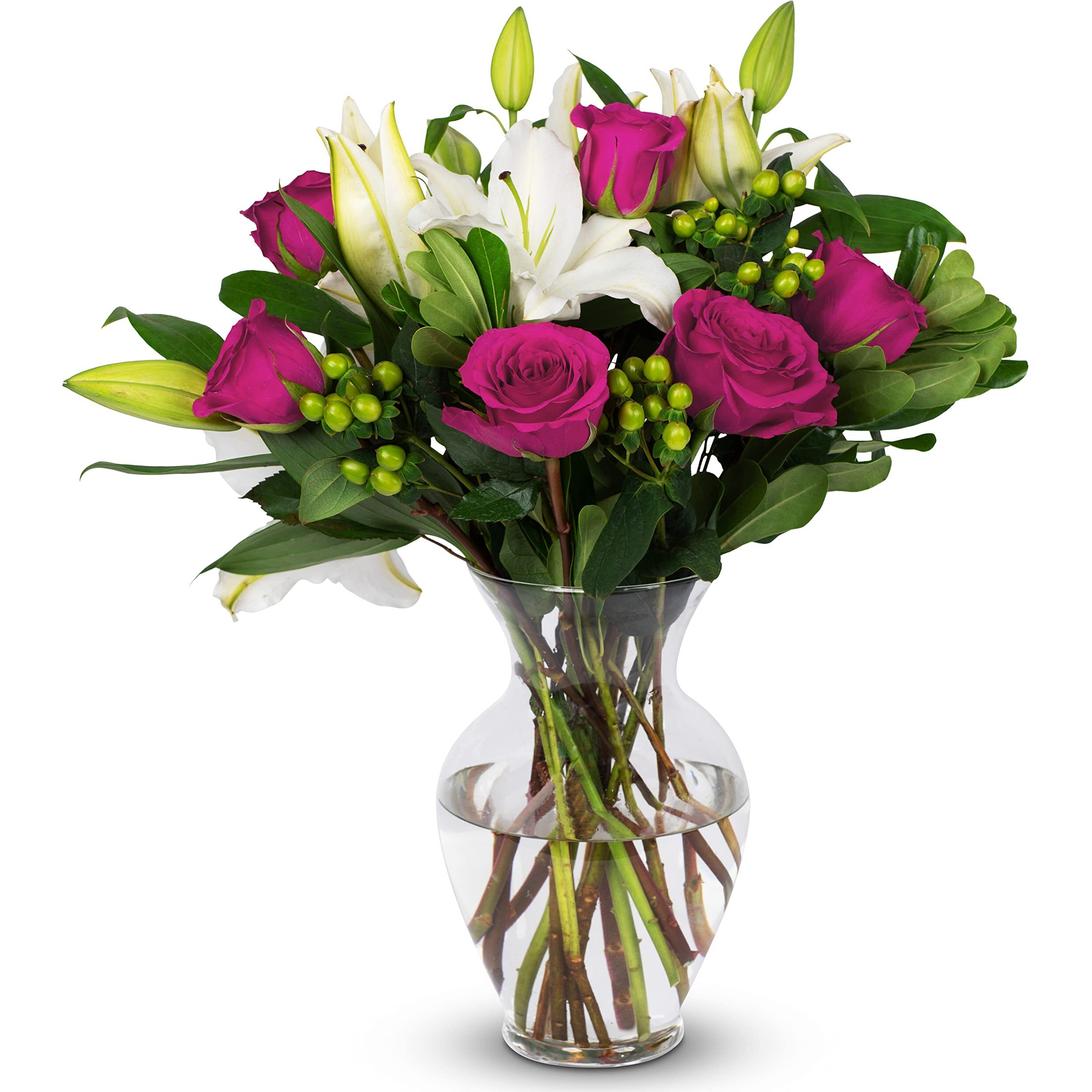 Benchmark Bouquets, Pink Elegance, Glass Vase Included, Gift Fresh Flowers For Birthday, Anniversary, Get Well, Sympathy, Congratulations, Thank You, Just Because