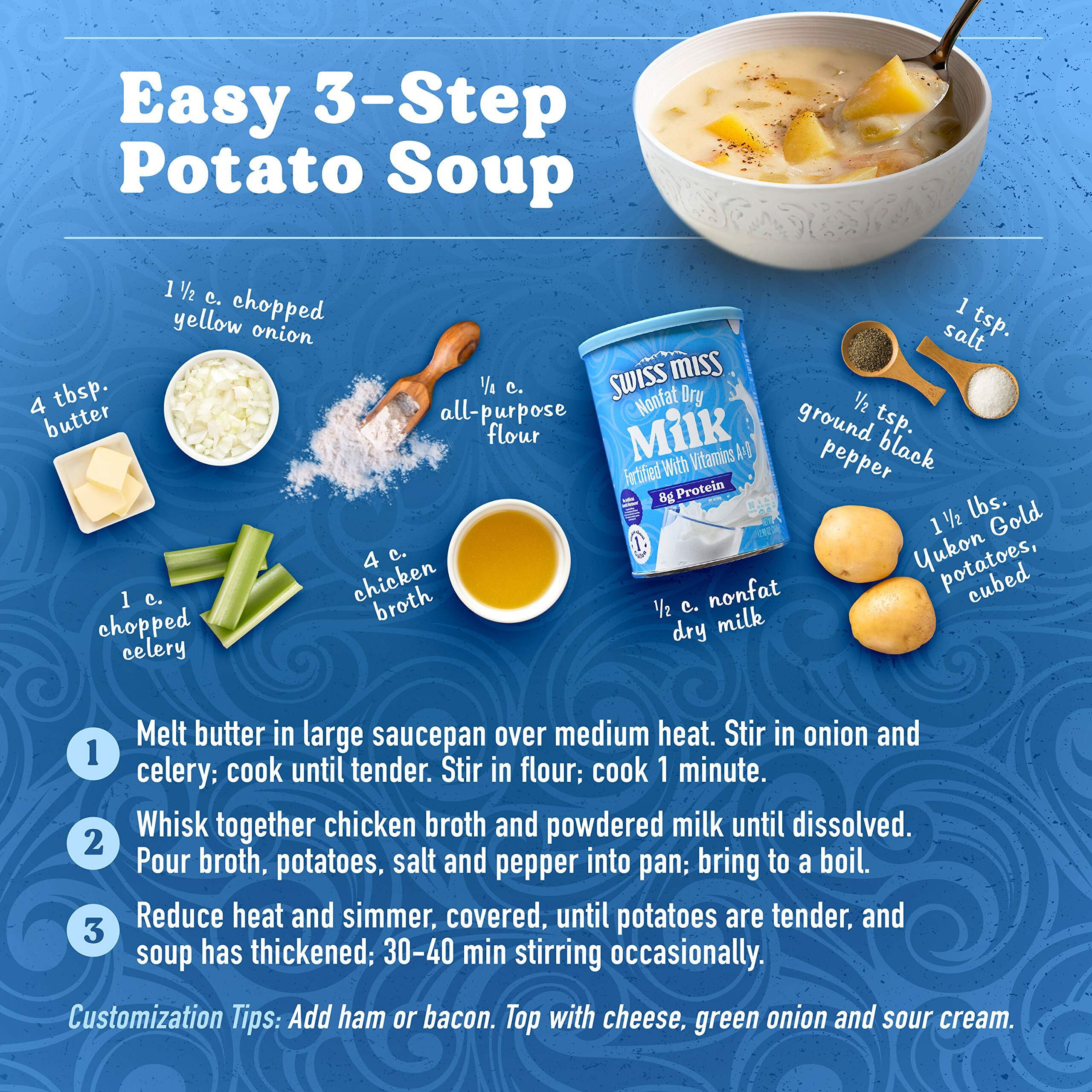 Swiss Miss Nonfat Dry Milk With Vitamins A And D, Makes Over 3 Gallons, 45.43 Oz.