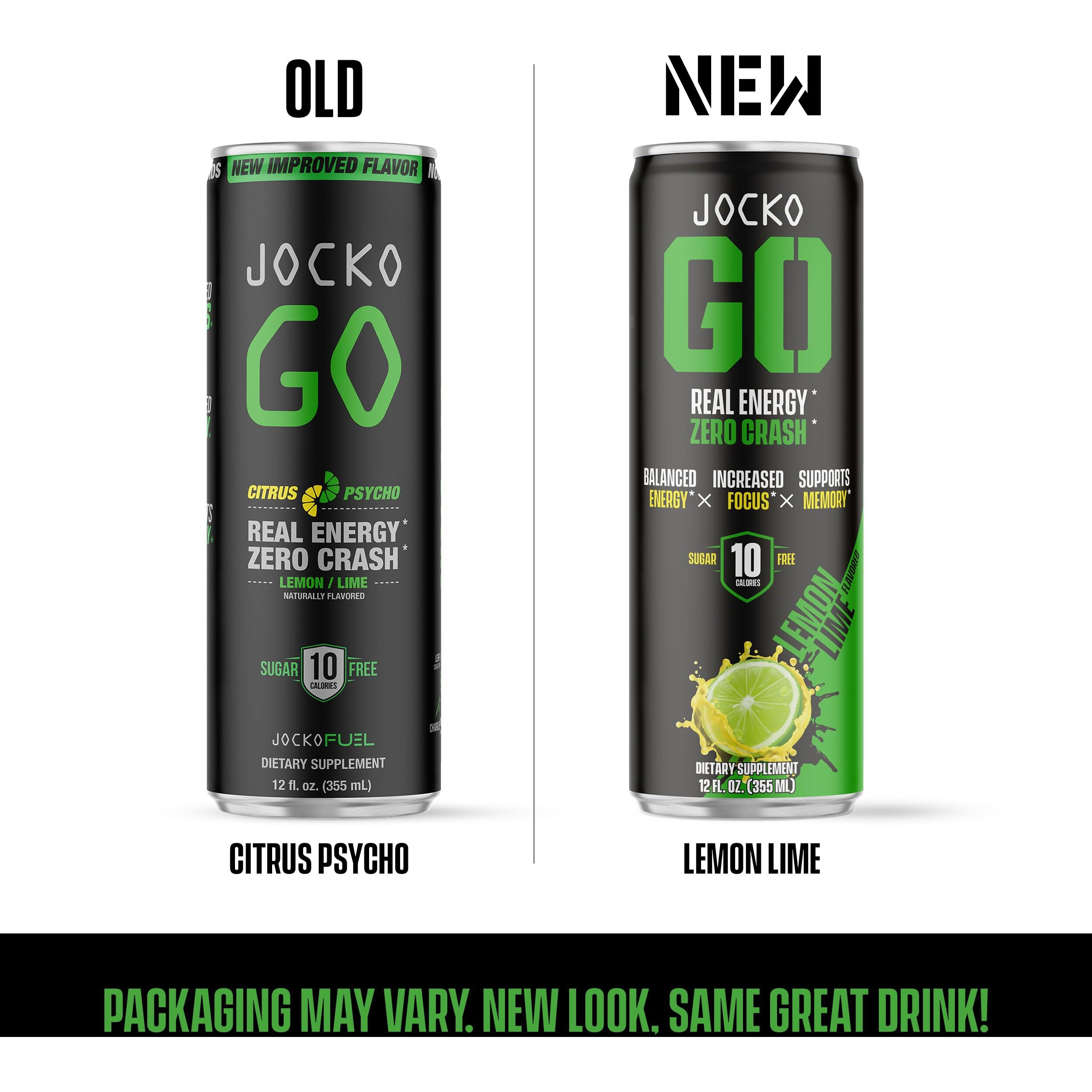 Jocko Go Energy Drink - Keto, Vitamin B12, Vitamin B6, Electrolytes, L Theanine, Magnesium- All Natural Energy Boost, Sugar Free Nootropic Monk Fruit Blend - 12 Pack (Lemon Lime)