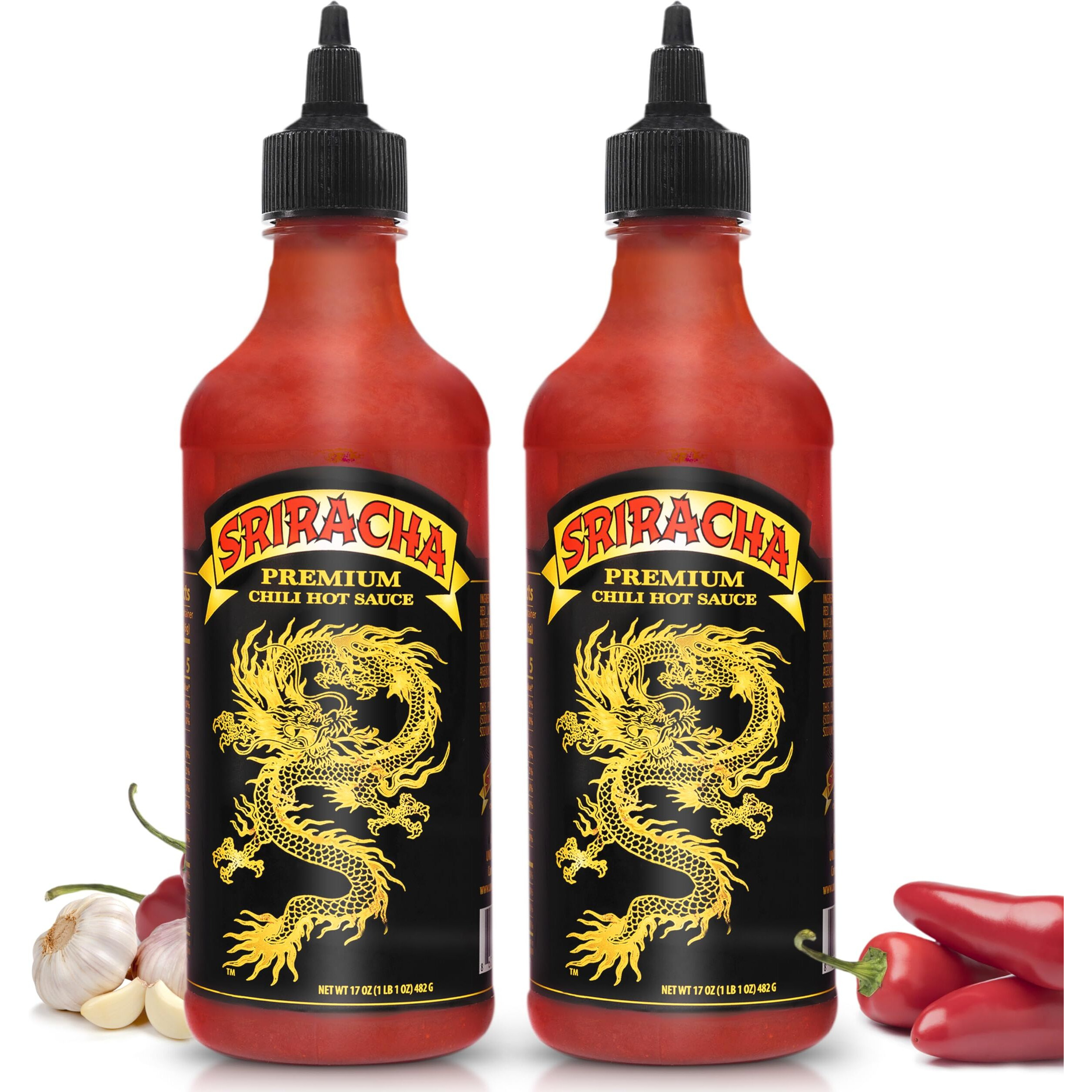 Underwood Ranches Limited Edition Dragon Sriracha Sauce - Hot Sauce, Perfect For Spicing Up Any Dish - Made From Red Jalapeno Peppers That Started The Sriracha Movement, 17 Oz - 2 Pack