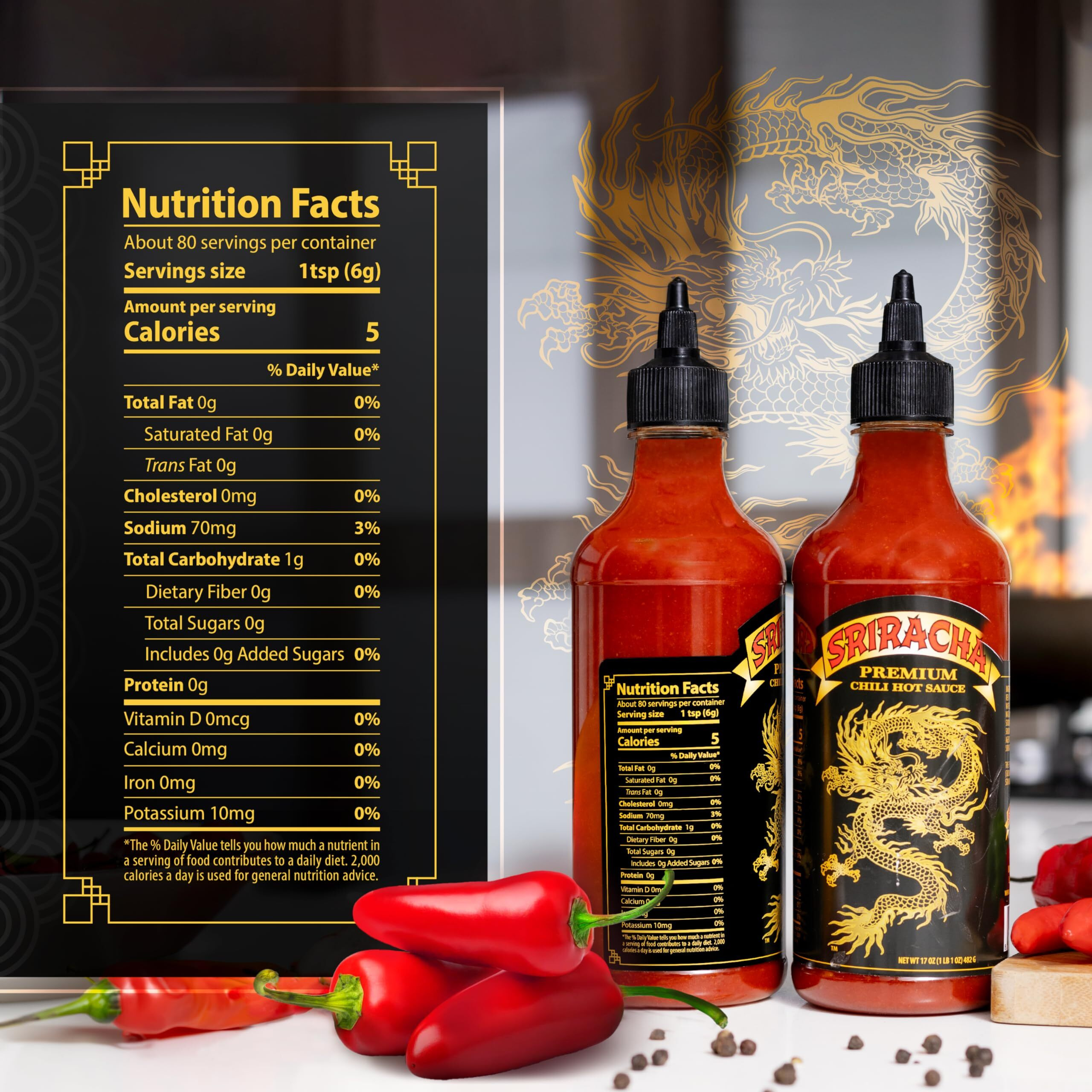 Underwood Ranches Limited Edition Dragon Sriracha Sauce - Hot Sauce, Perfect For Spicing Up Any Dish - Made From Red Jalapeno Peppers That Started The Sriracha Movement, 17 Oz - 2 Pack