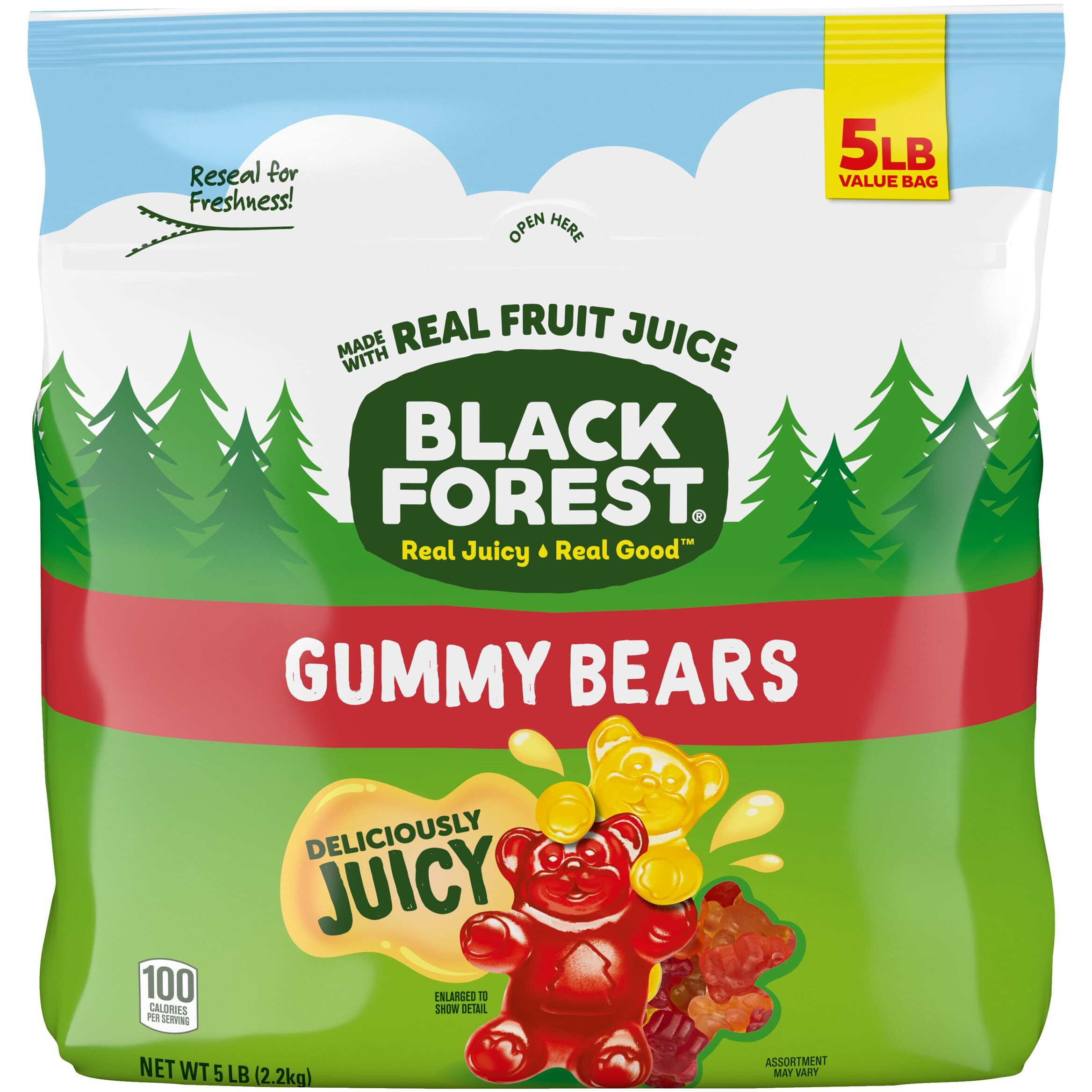 Black Forest Gummy Bears Candy, Made With Real Fruit Juice, Resealable 5-Pound Bulk Bag