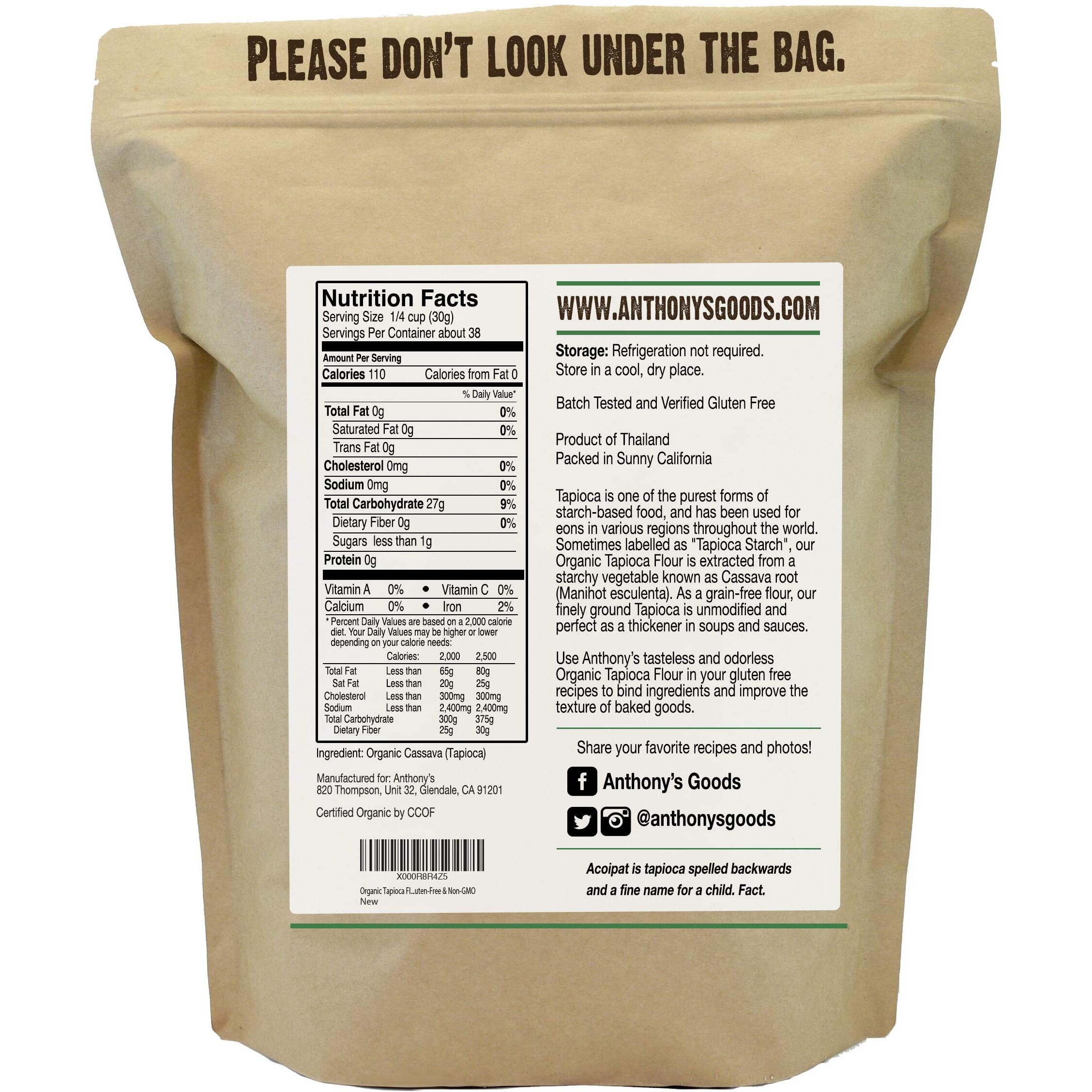 Anthony's Organic Tapioca Flour Starch, 2.5 Lb, Gluten Free & Non Gmo