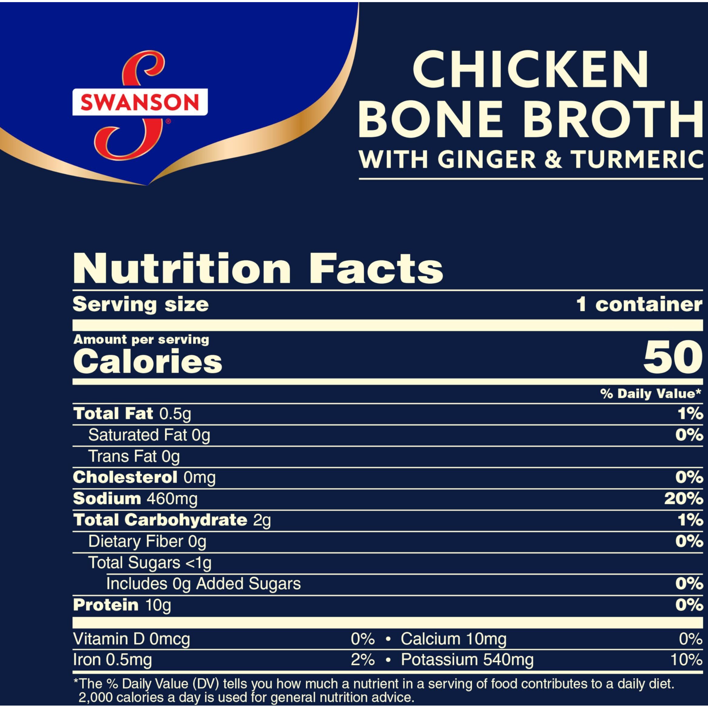 Swanson Sipping Bone Broth, Chicken Bone Broth With Ginger & Turmeric, 10.75 Ounce Sipping Cup (Pack Of 8)