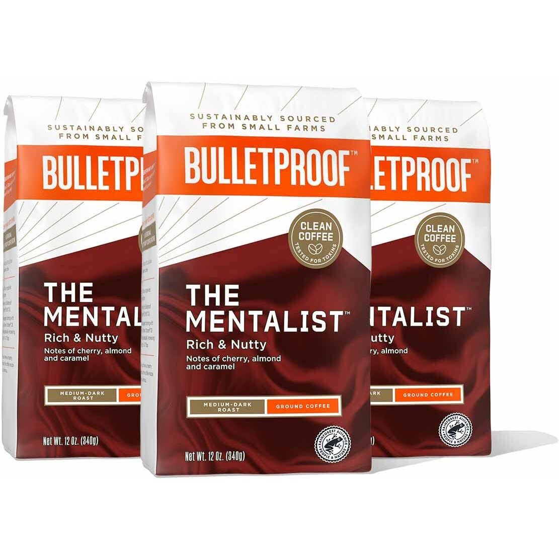 Bulletproof The Mentalist Medium-Dark Roast Ground Coffee, 12 Ounces (Pack Of 3), 100% Arabica Coffee Sourced From Central And South America, Clean Coffee, Rainforest Alliance Certified
