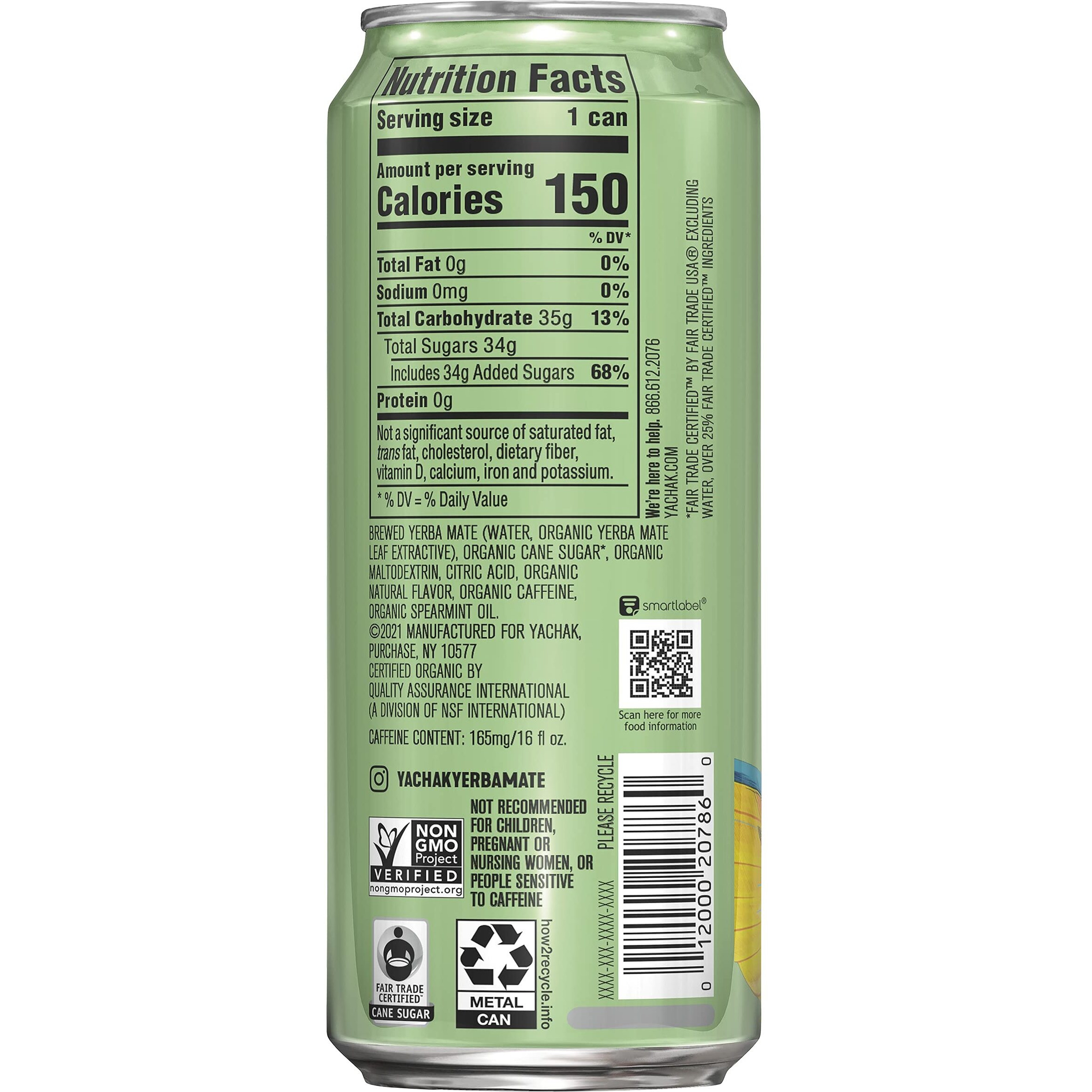 Yachak Yerba Mate Drink, Ultimate Mint, Packaging May Vary, 16 Fl Oz, Pack Of 12