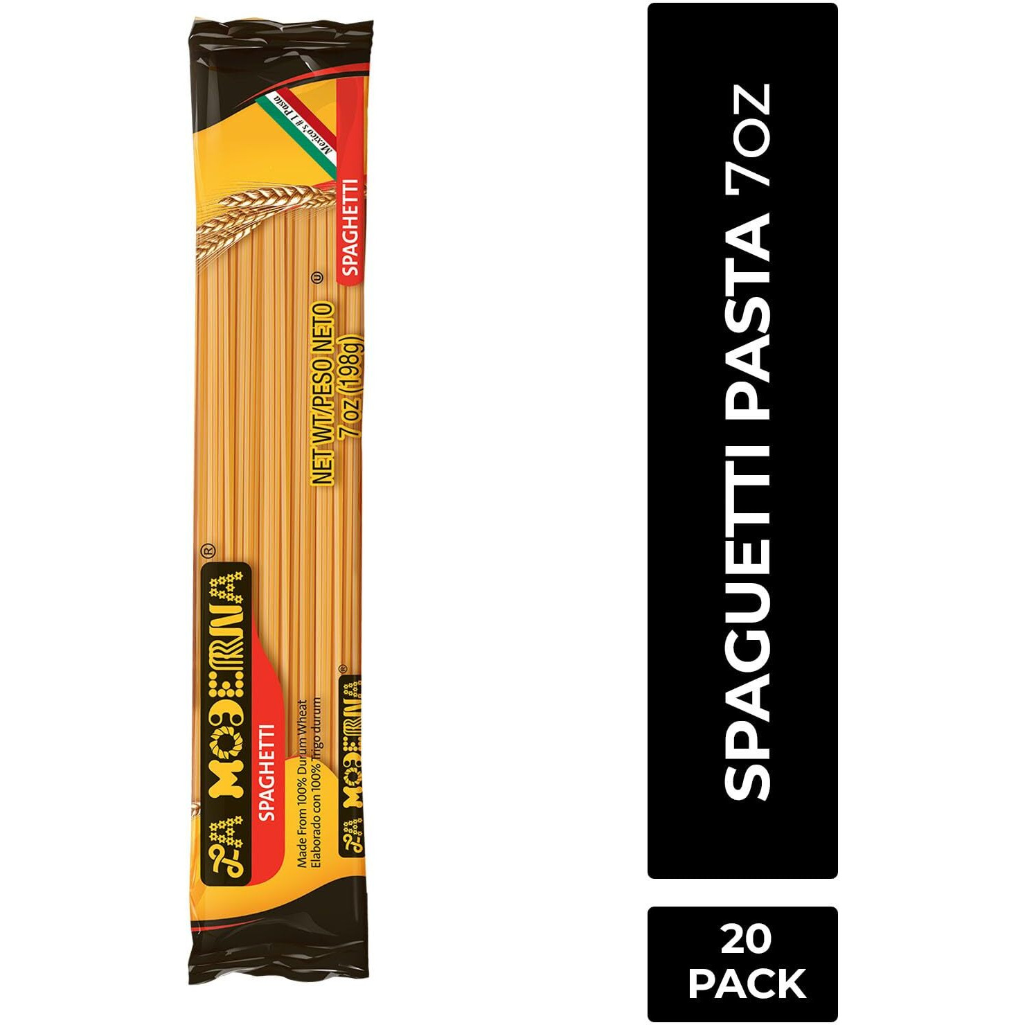 La Moderna Spaghetti Pasta, Noodles, Durum Wheat, Protein, Fiber, Vitamins, 7 Oz, Pack Of 20