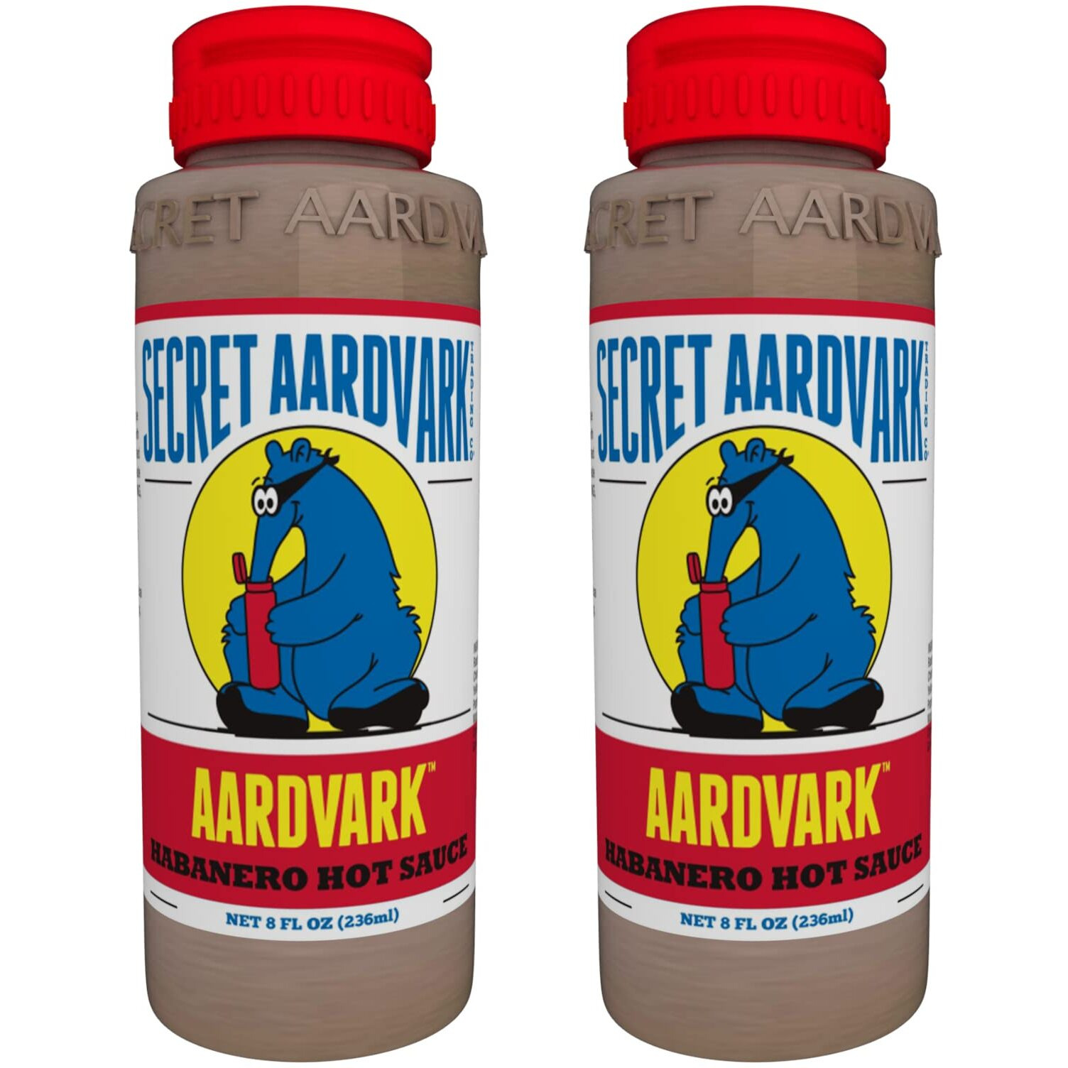 Secret Aardvark Habanero Hot Sauce - Habanero Peppers & Roasted Tomatoes, Medium Spiced Hot Sauce, Bbq Sauce, Non-Gmo, Low Sugar, Low Carb, Gluten-Free Hot Sauce & Marinade - 8 Fl Oz 2 Pack