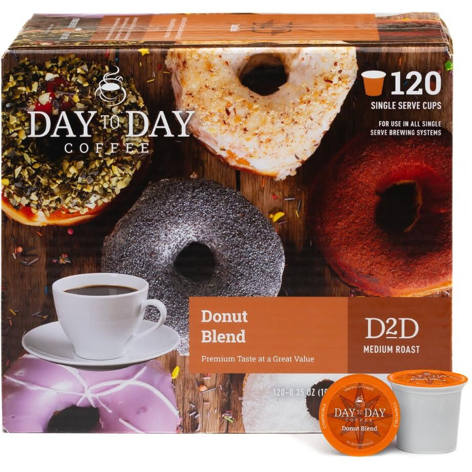 Day To Day 120-Count Donut Blend, Medium Roast Single Serve Coffee Pods For K-Cup Keurig Brewers