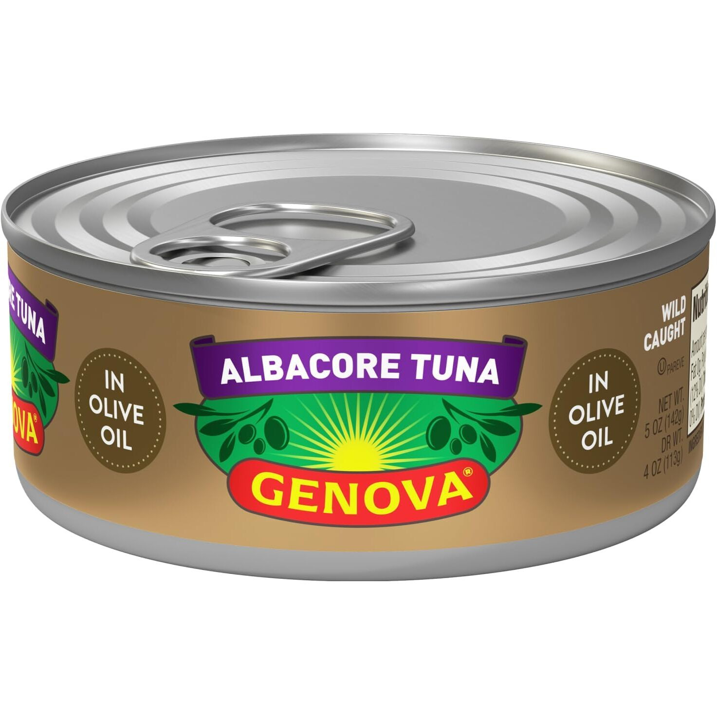 Genova Premium Albacore Tuna In Olive Oil, 5 Ounce Cans (Pack Of 12), Wild Caught Canned Tuna, Solid White