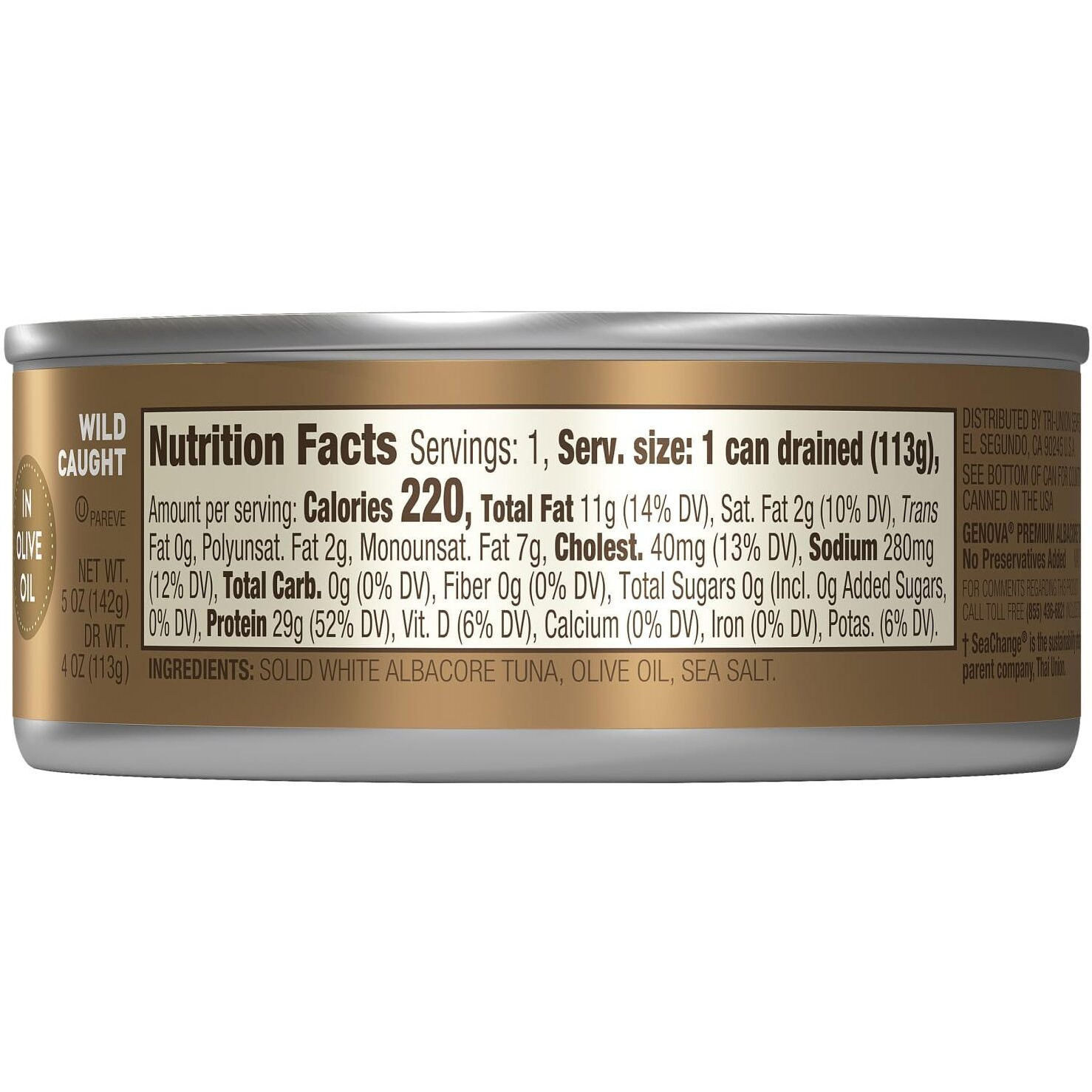 Genova Premium Albacore Tuna In Olive Oil, 5 Ounce Cans (Pack Of 12), Wild Caught Canned Tuna, Solid White