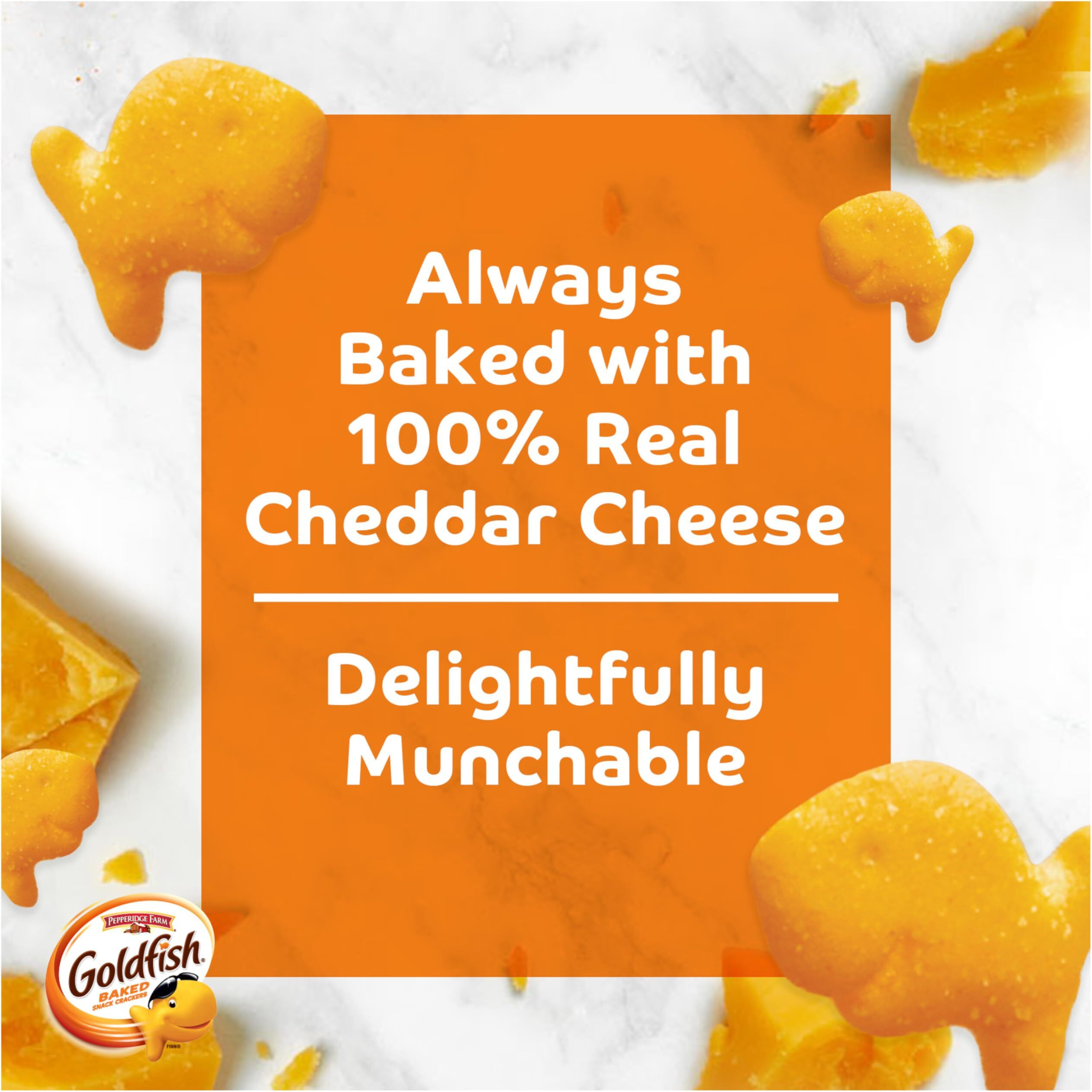 Goldfish Cheddar Cheese Crackers, Baked With Whole Grain, 27.3 Oz Carton