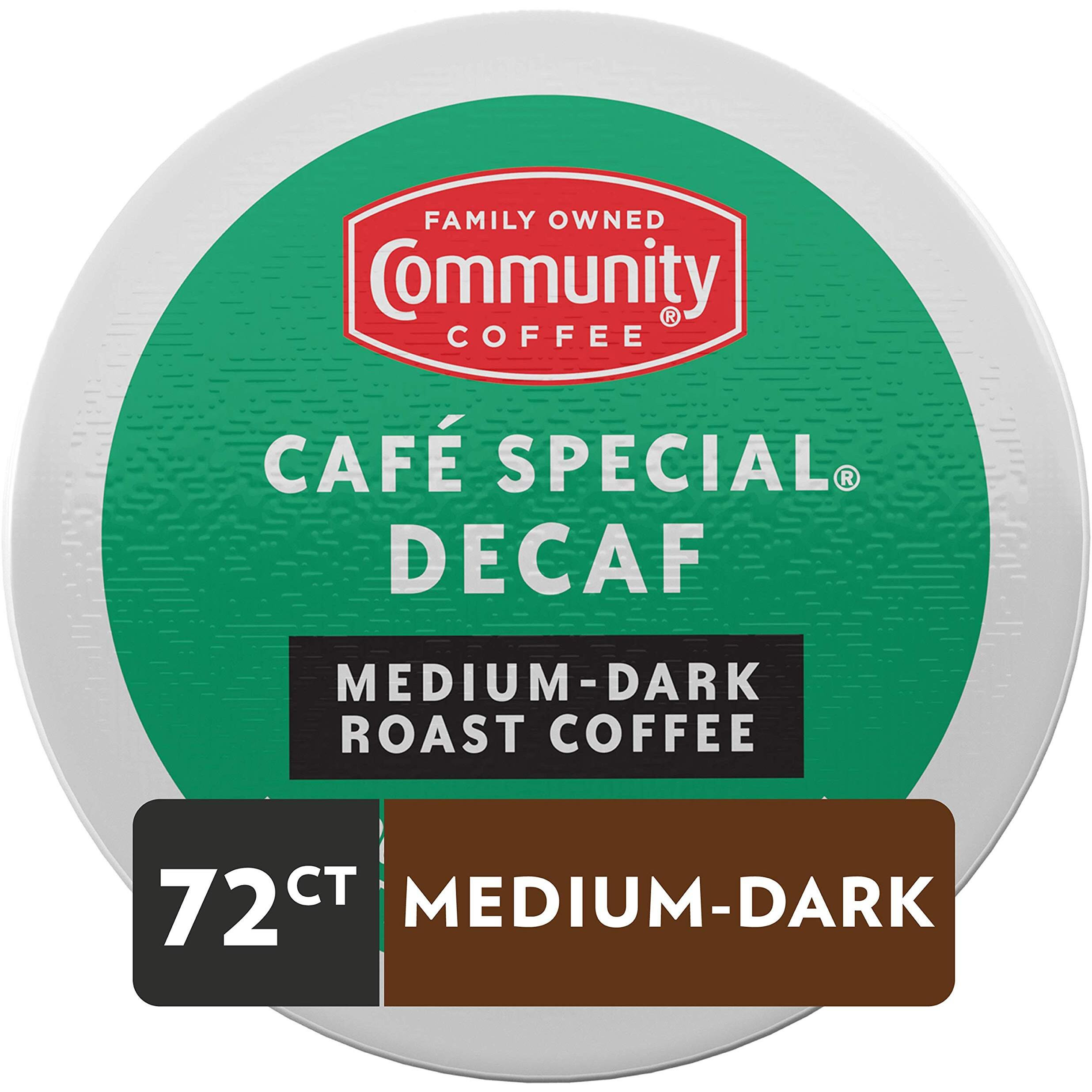 Community Coffee Caf   Special Decaf 72 Count Coffee Pods, Medium Dark Roast Decaf, Compatible With Keurig 2.0 K-Cup Brewers