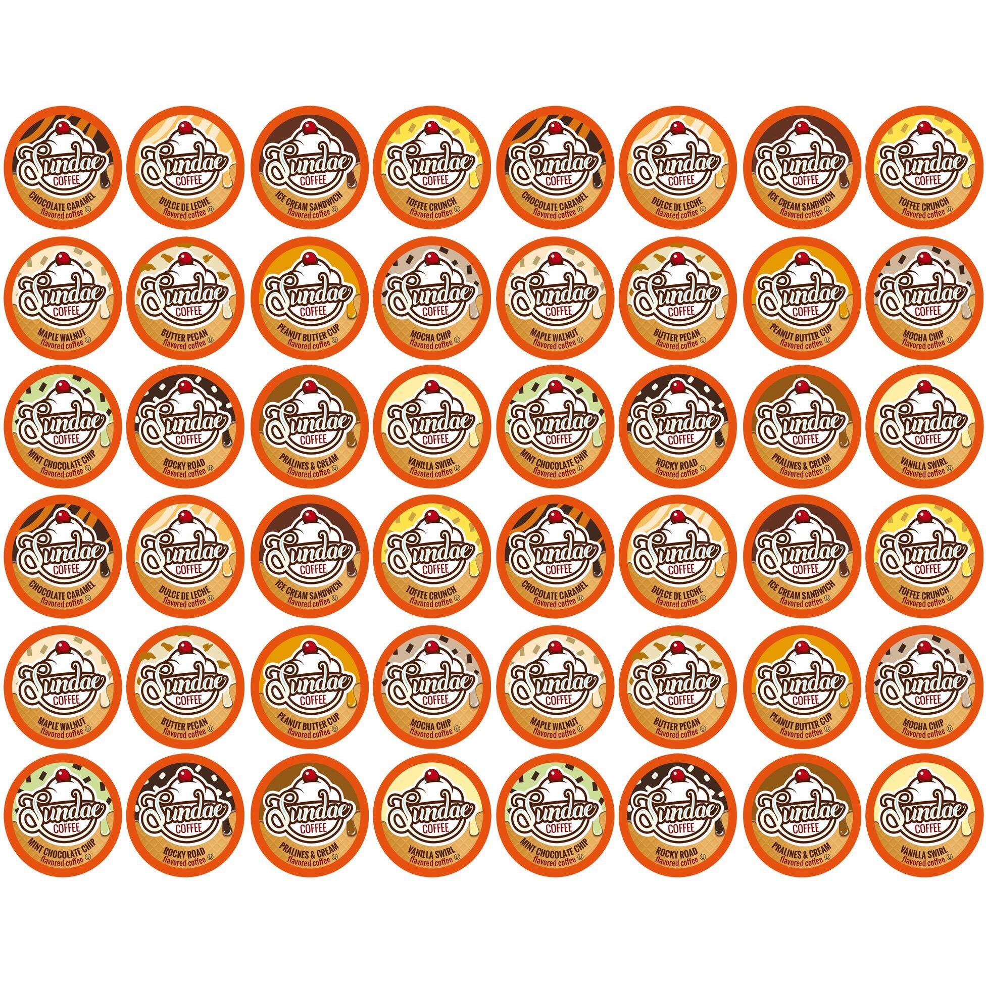 Sundae Ice Cream Flavored Coffee Pods, Compatible With 2.0 Keurig K-Cup Brewer, 48 Count (Assorted Variety Pack)