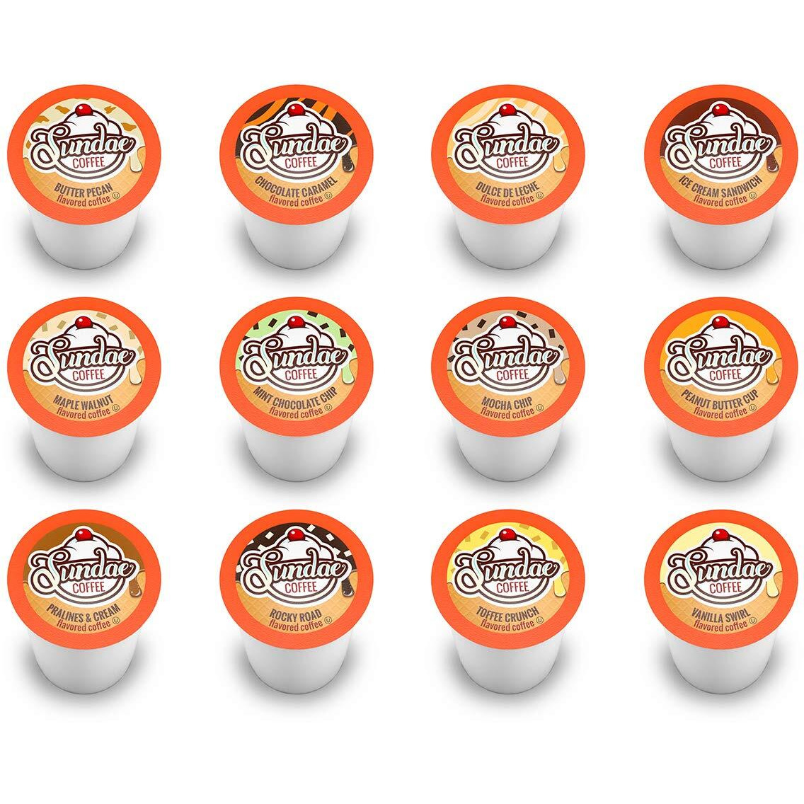 Sundae Ice Cream Flavored Coffee Pods, Compatible With 2.0 Keurig K-Cup Brewer, 48 Count (Assorted Variety Pack)