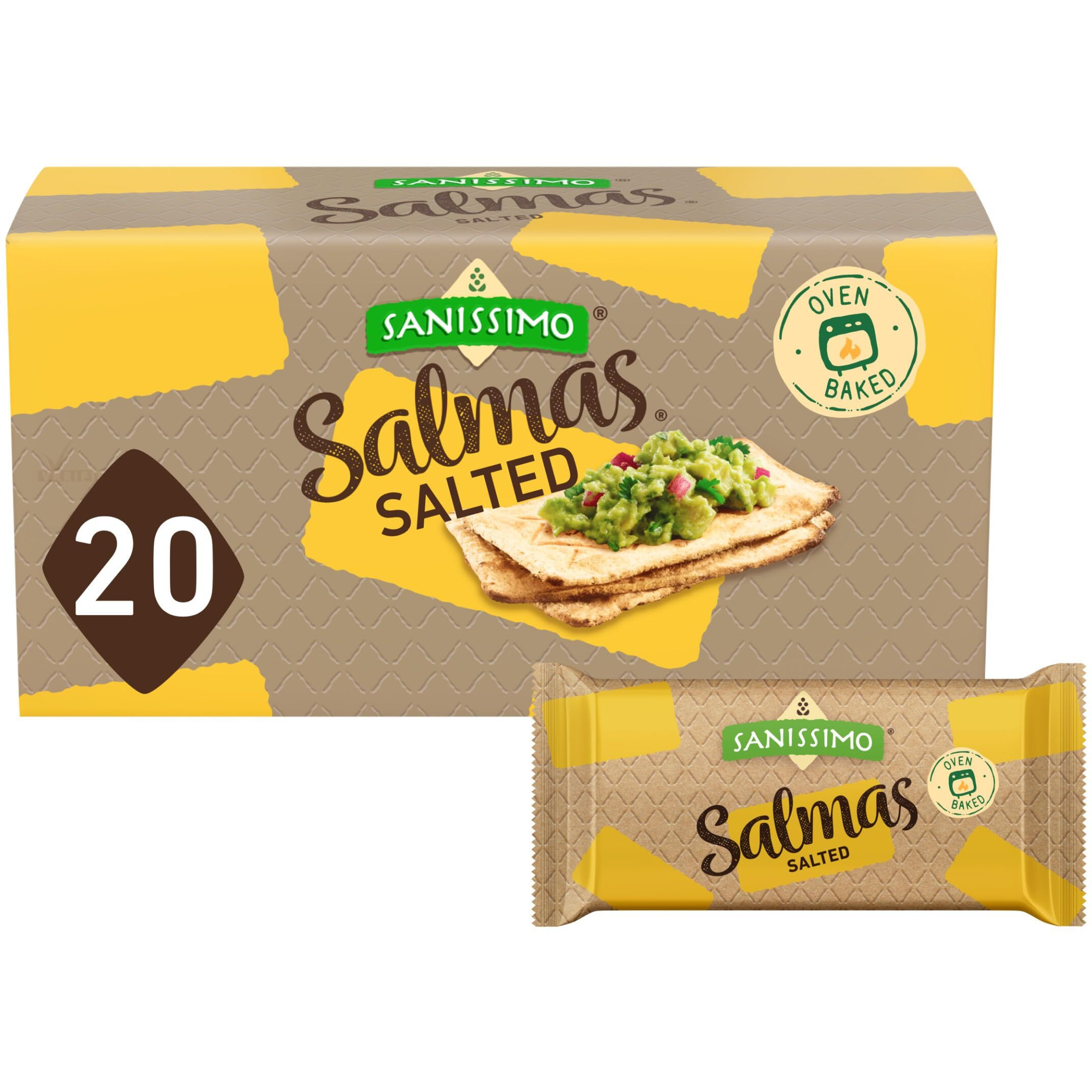 Sanissimo Salmas Salted, 20 Packs Of 3 Crackers, Oven Baked Corn Crackers, Gluten Free, Non Gmo, Kosher Certified