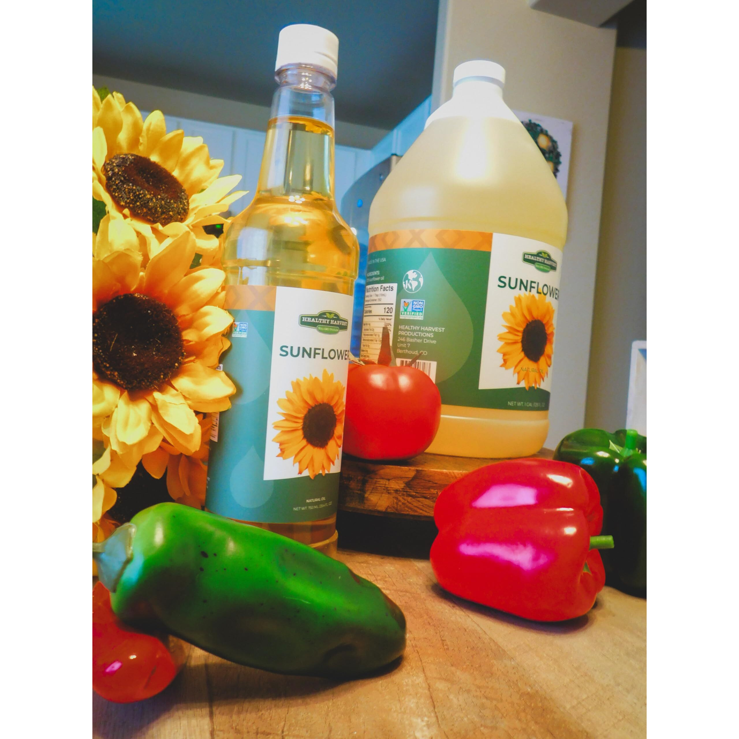Healthy Harvest Non-Gmo Sunflower Oil - Healthy Cooking Oil For Cooking, Baking, Frying & More - Naturally Processed To Retain Natural Antioxidants (One Gallon)