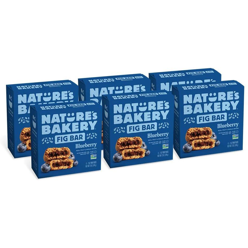 Natures Bakery Whole Wheat Fig Bars, Blueberry, Real Fruit, Vegan, Non-Gmo, Snack Bar, 6 Count (Pack Of 6)